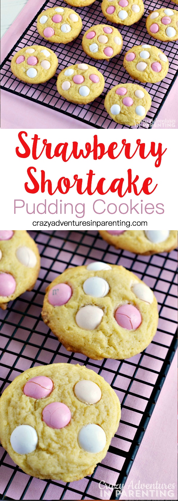 Strawberry Shortcake Pudding Cookies for Valentine's Day