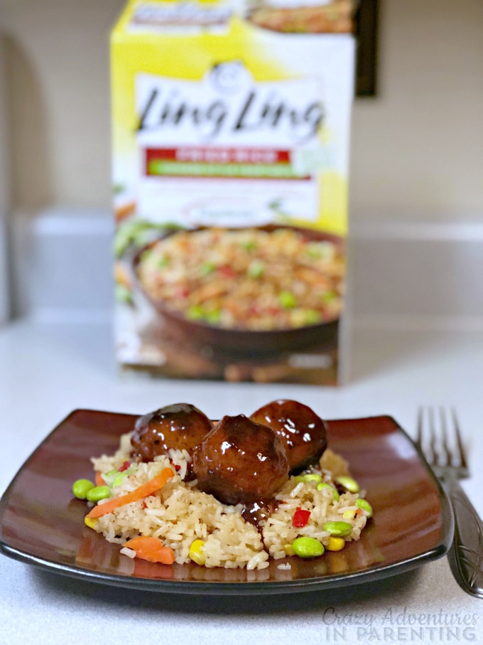 Saucy Asian Meatballs served with Ling Ling Fried Rice for Chinese New Year