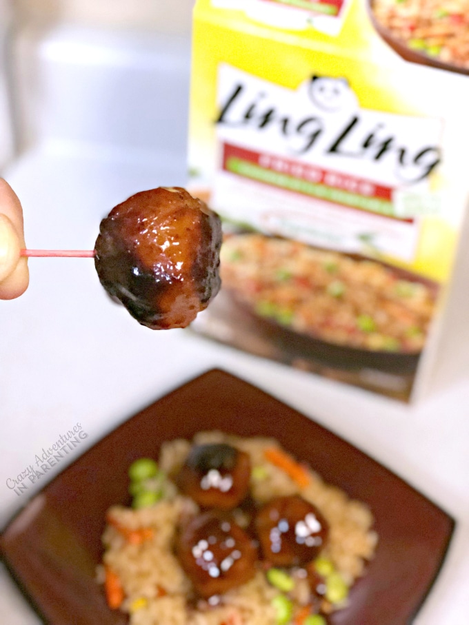 Saucy Asian Meatballs with Ling Ling Fried Rice