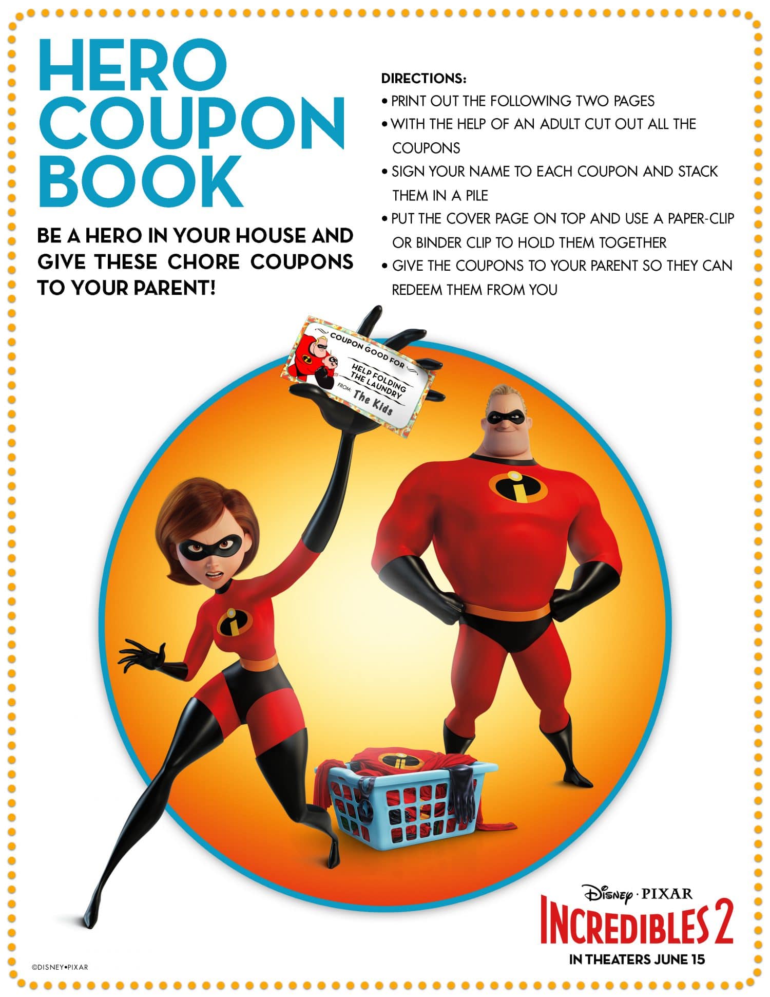 Hero Coupon Book Incredibles 2 Activity Sheet