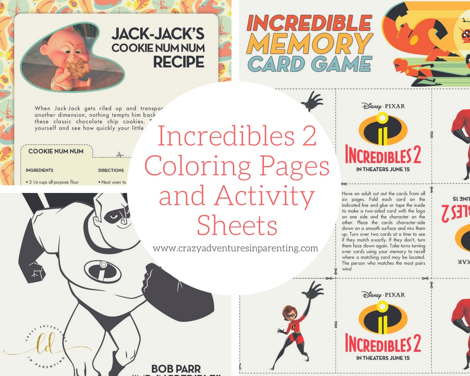 Incredibles 2 Coloring Pages and Activity Sheets