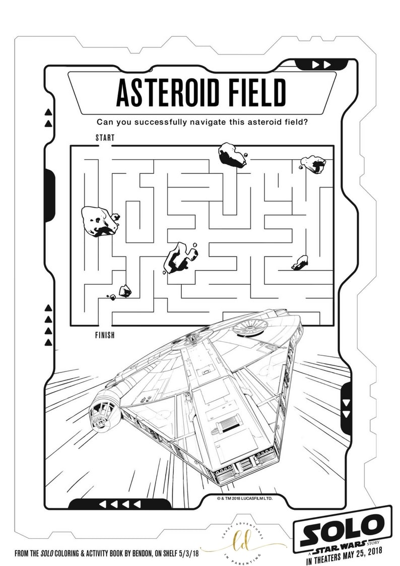 SOLO: A STAR WARS STORY Coloring Pages and Activity Sheets Asteroid Field