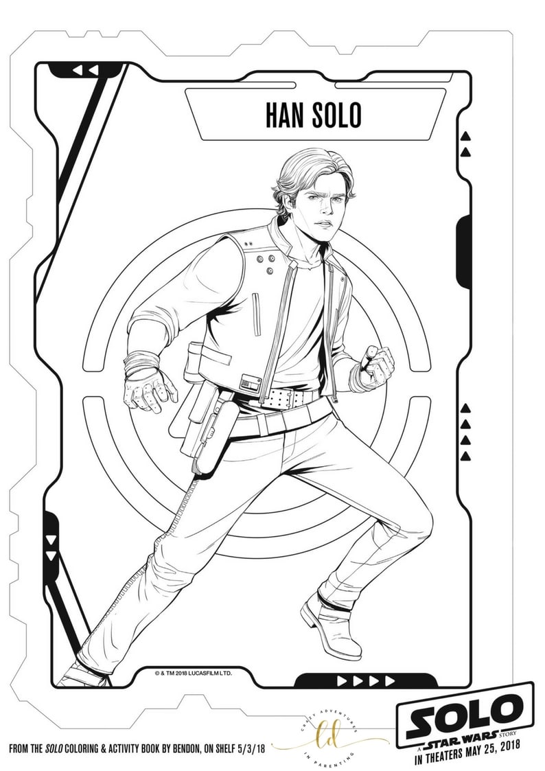 SOLO: A STAR WARS STORY Coloring Pages and Activity Sheets Han Solo Coloring Page