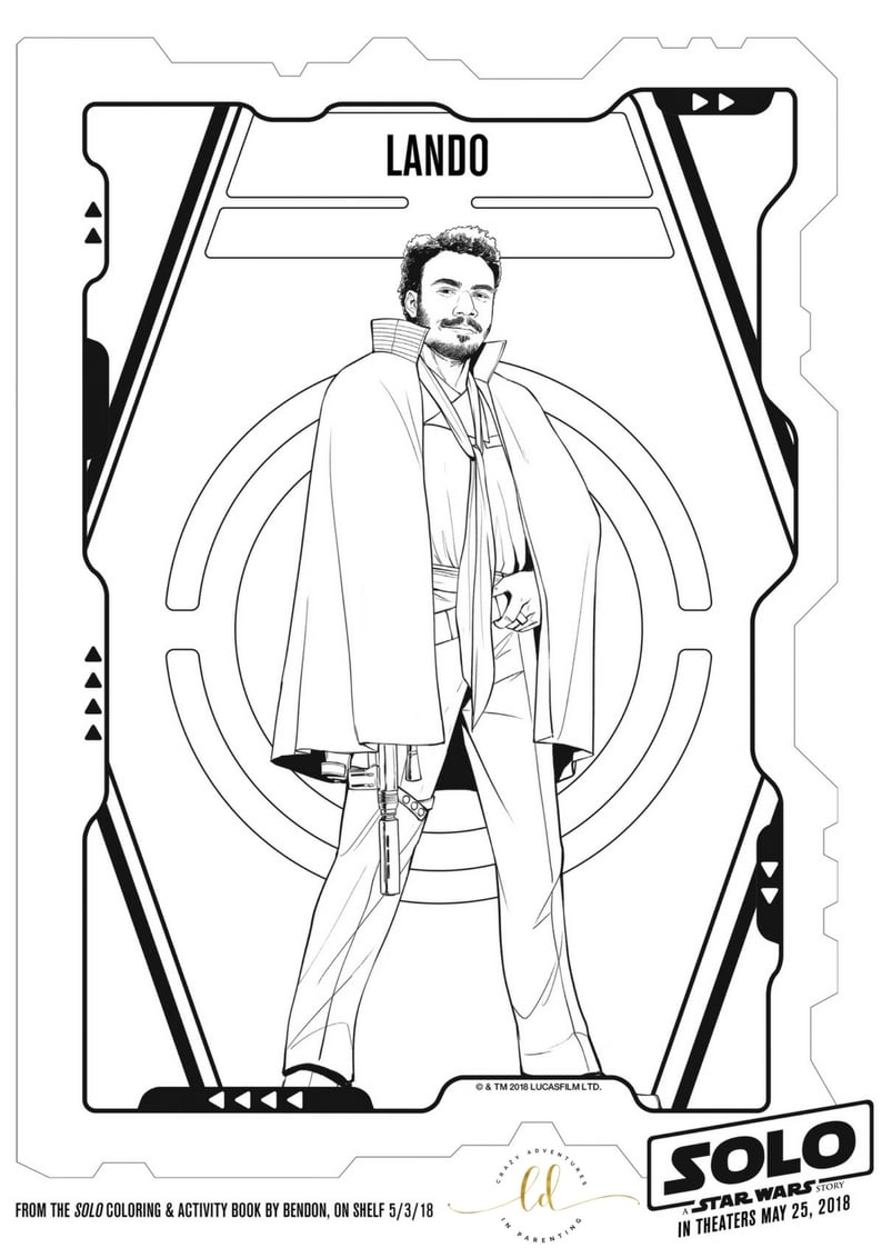 SOLO: A STAR WARS STORY Coloring Pages and Activity Sheets Lando Coloring Page