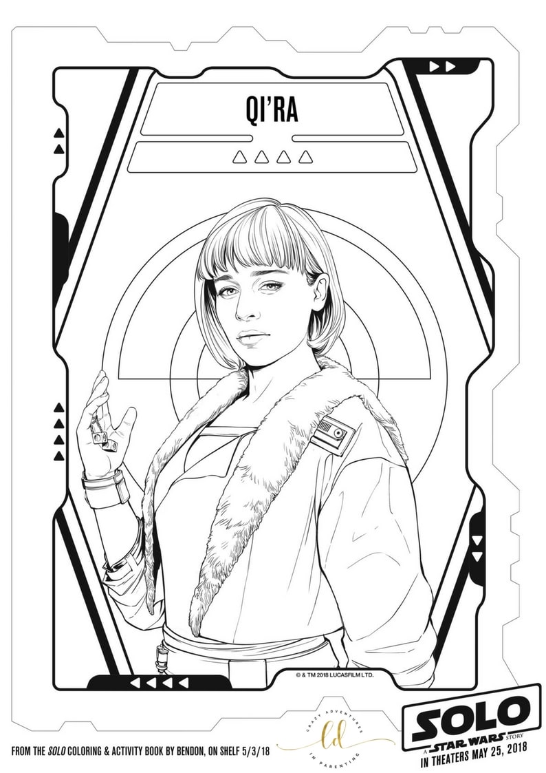 SOLO: A STAR WARS STORY Coloring Pages and Activity Sheets Qi'ra Coloring Page