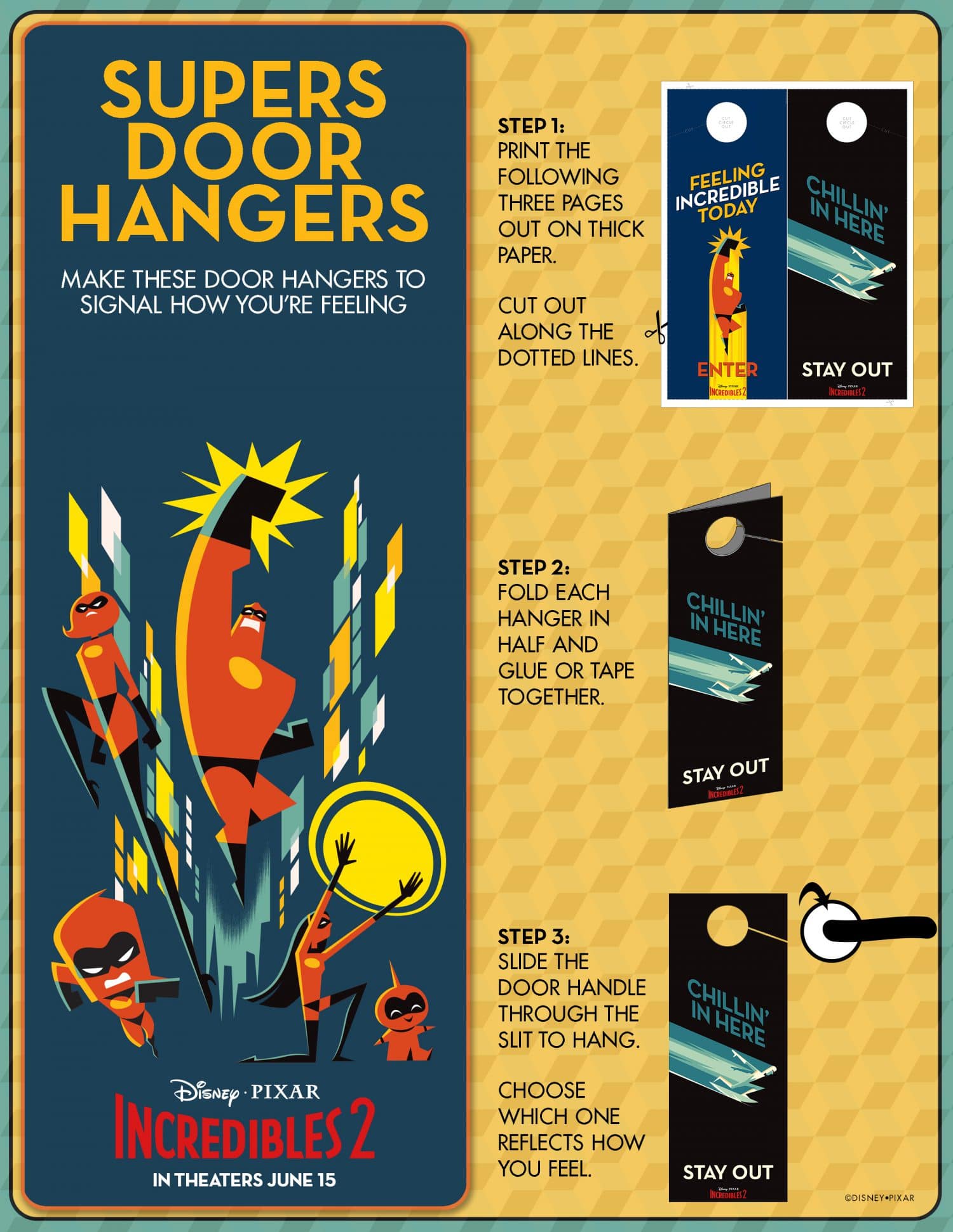 Supers Door Hangers Incredibles 2 Activity Sheet