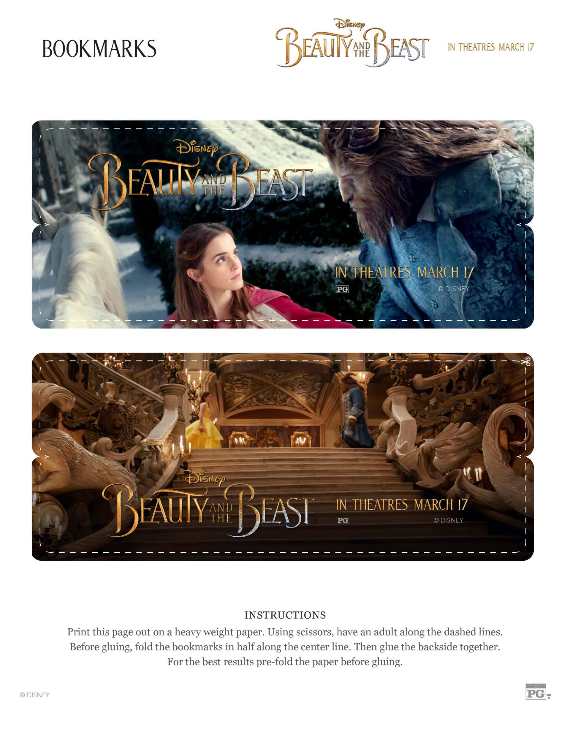 Beauty And The Beast Activity Sheets - Bookmarks