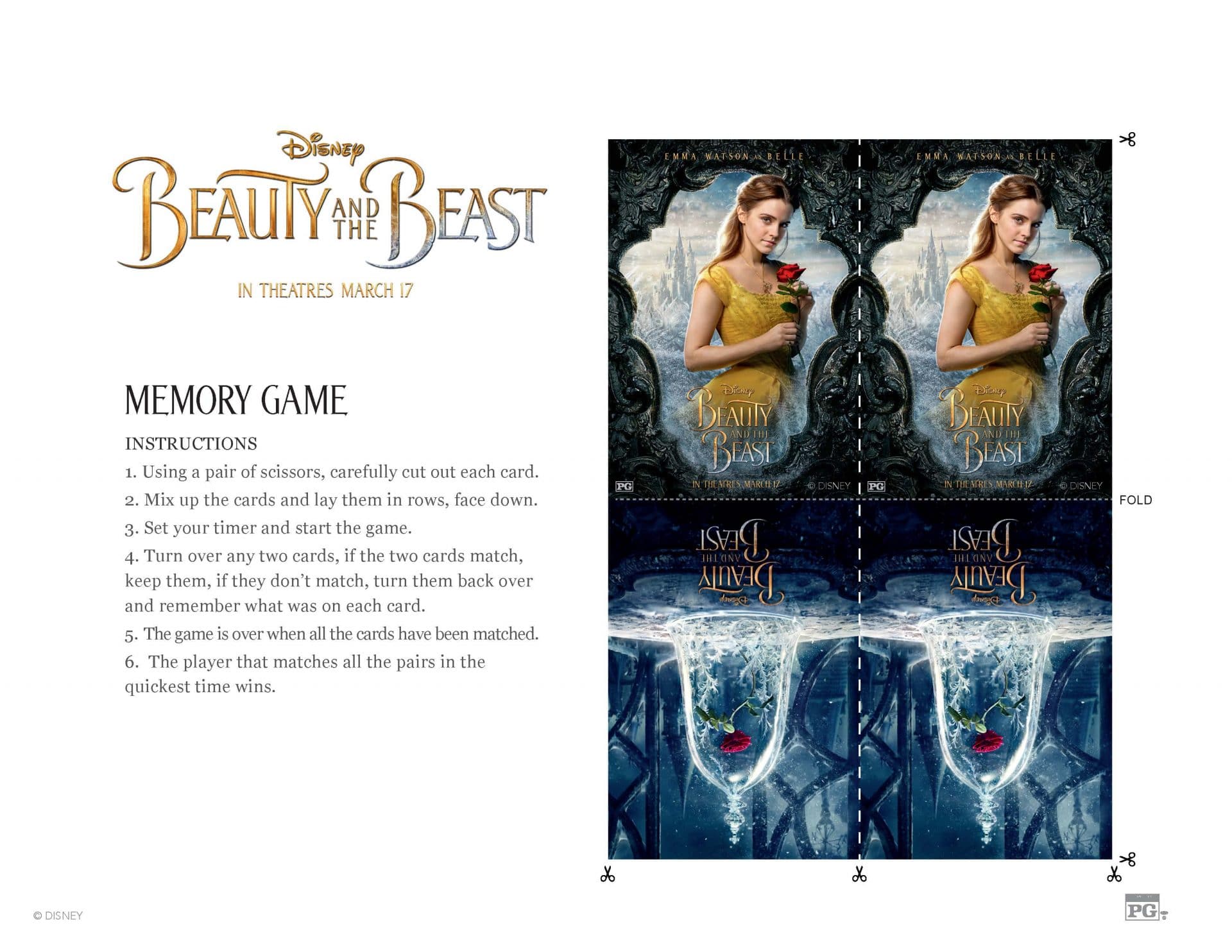 Beauty And The Beast Activity Sheets - Memory Game