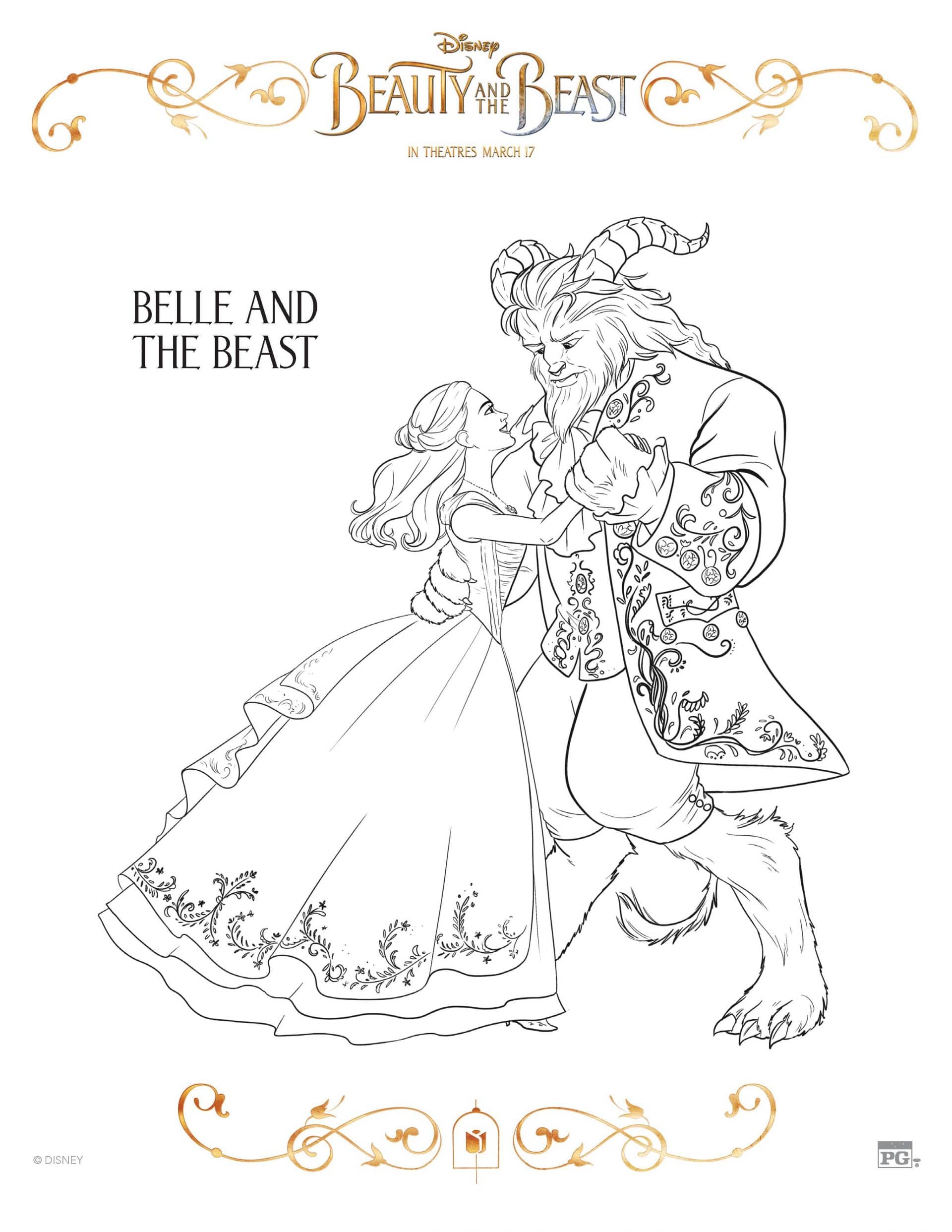 Beauty and The Beast Coloring Page