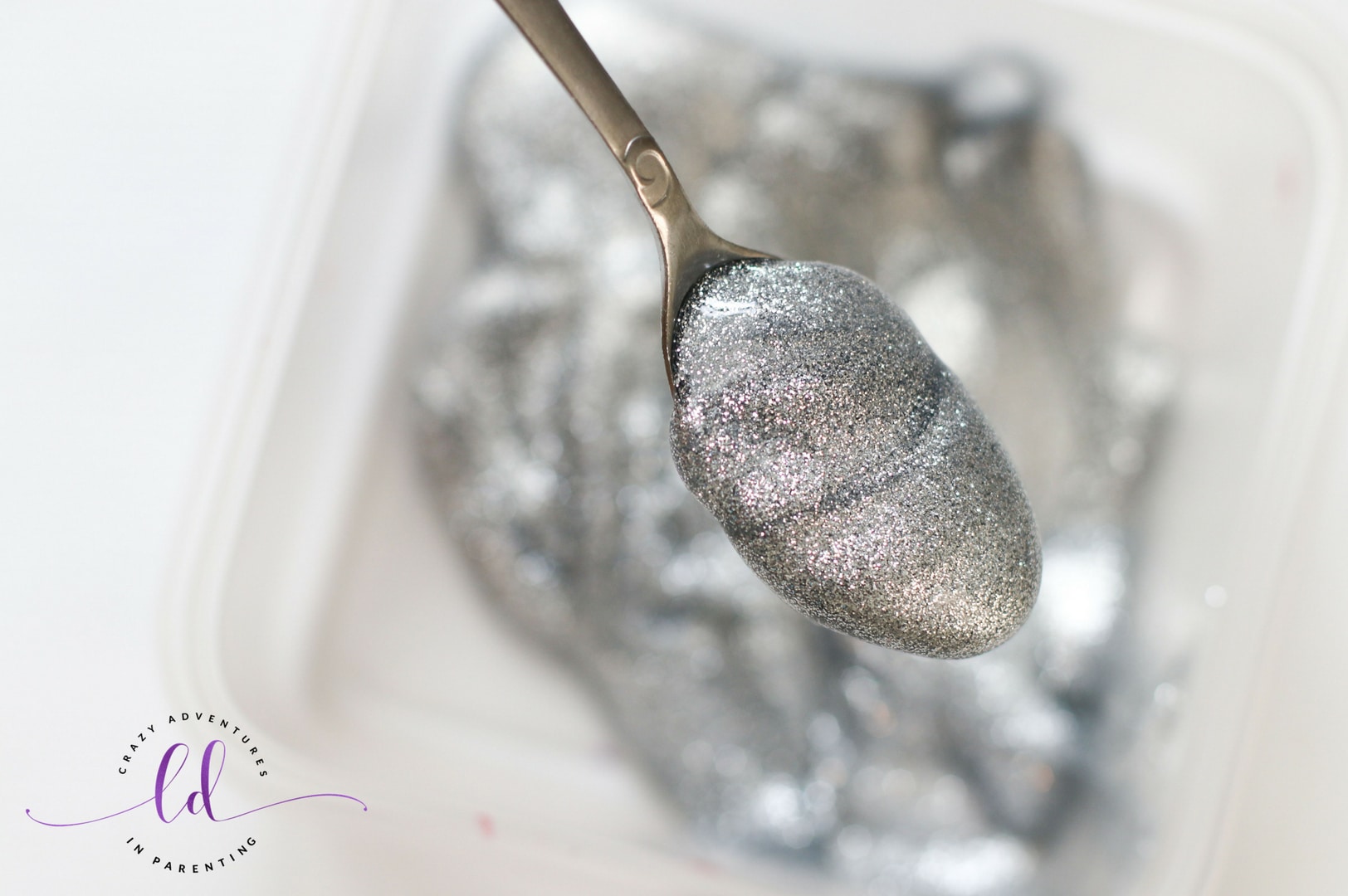 Silver glitter added to glitter glue