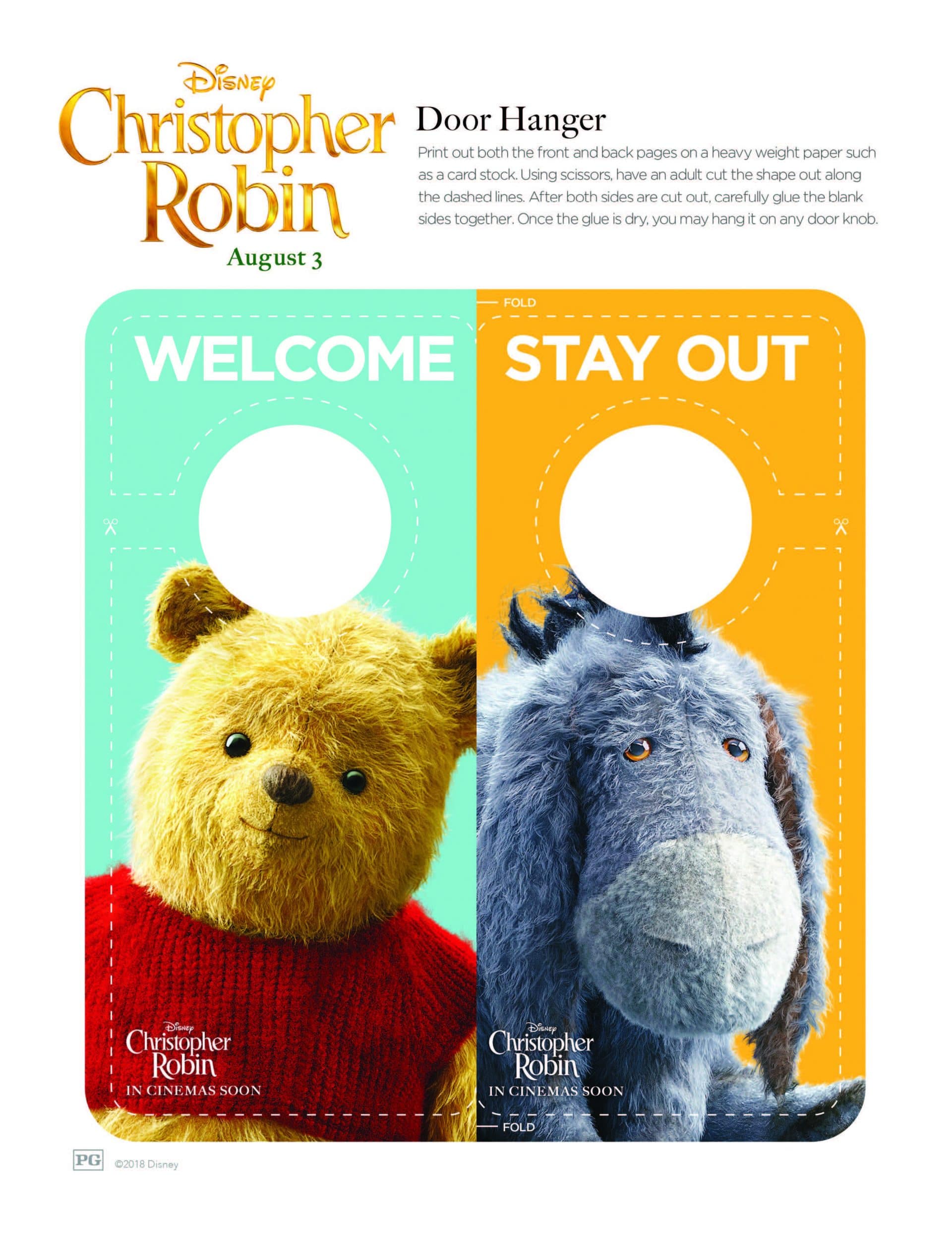 Door Hanger Printable - Christopher Robin Coloring Pages and Activity Sheets