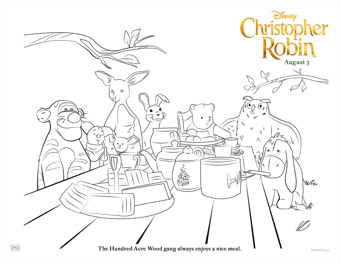 Hundred Acre Wood Gang Coloring Page - Christopher Robin Movie