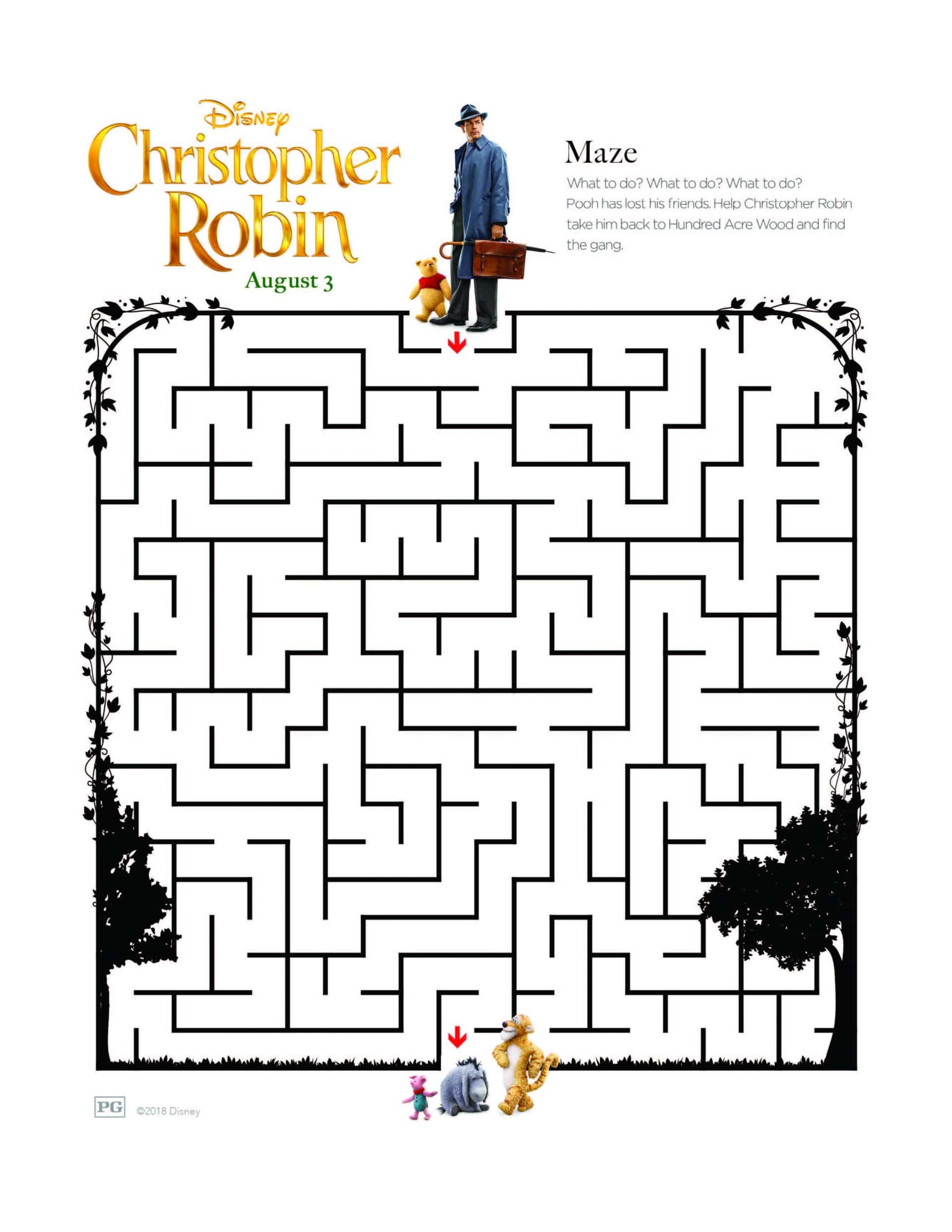 Maze Activity Sheet - Christopher Robin Coloring Page