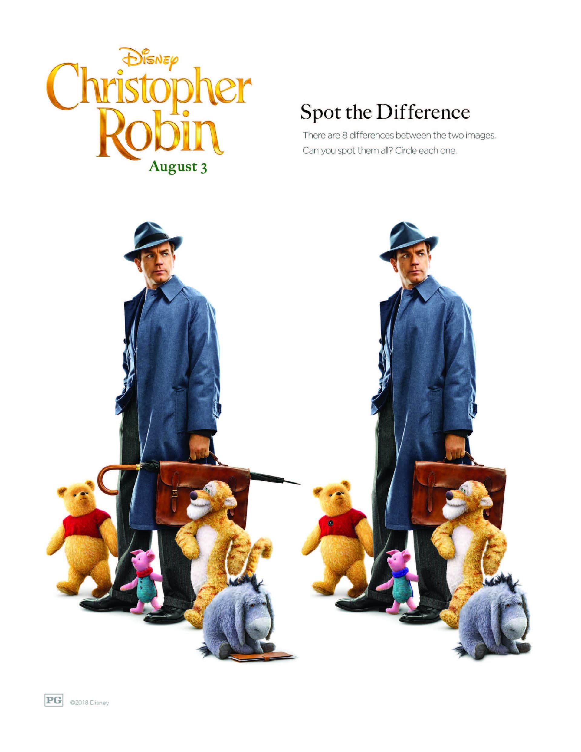 Spot the Difference Activity Sheet - Christopher Robin Coloring Page