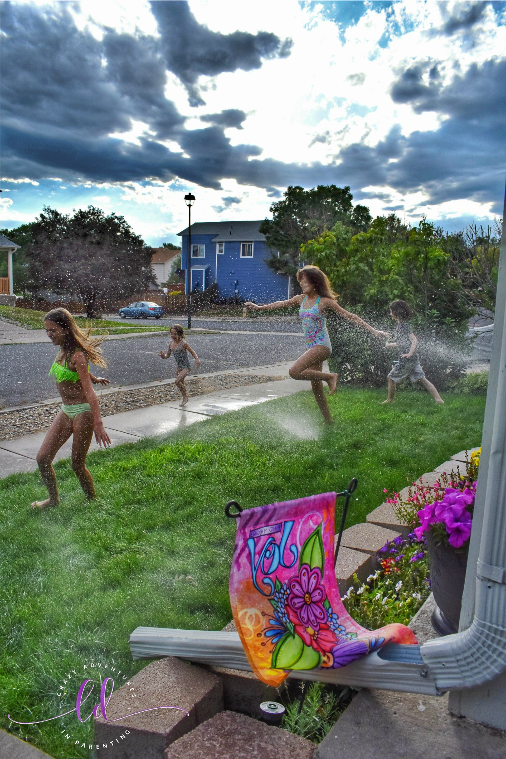 Sprinkler fun in the summertime