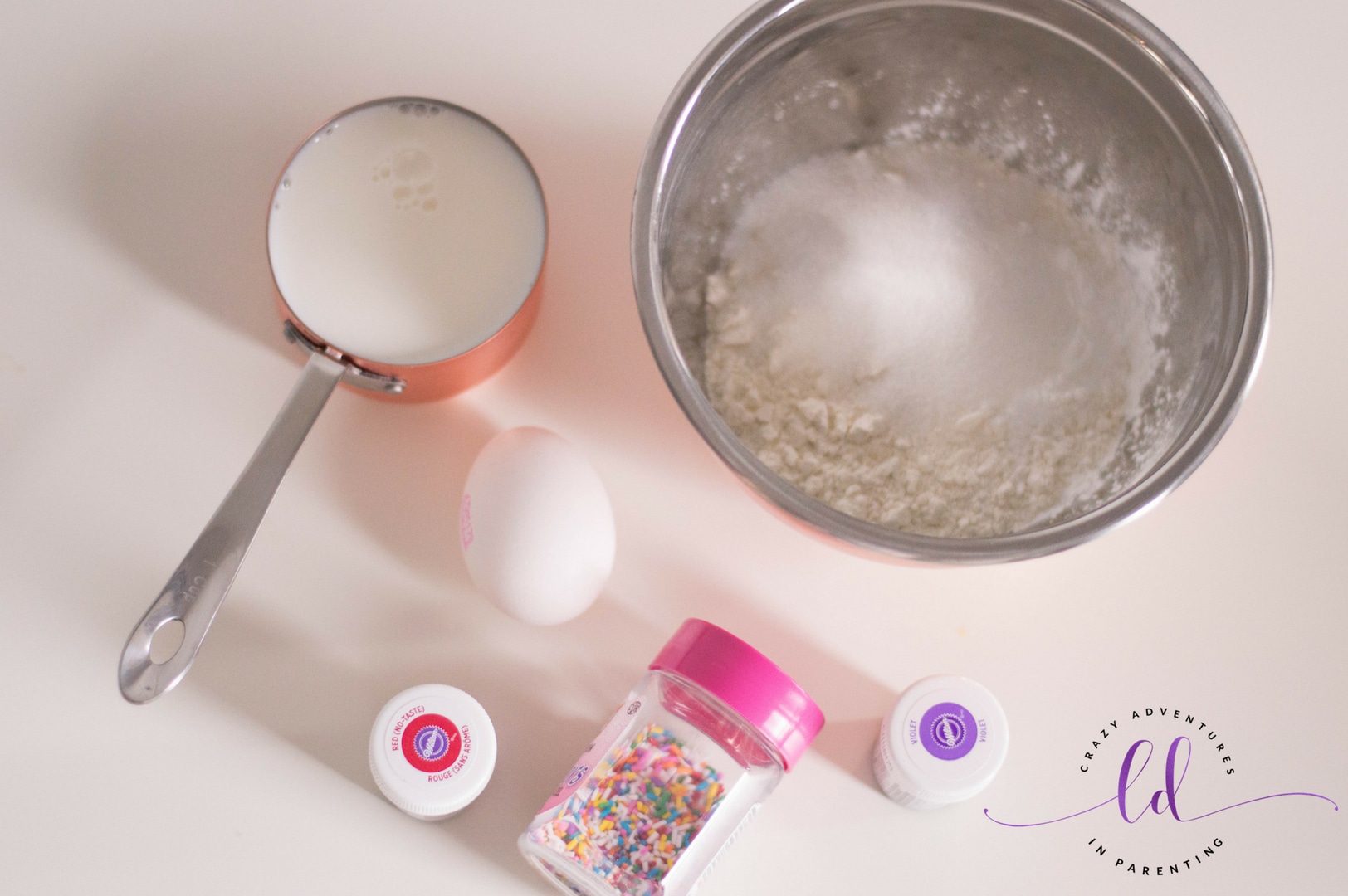 Unicorn Pancakes ingredients ready