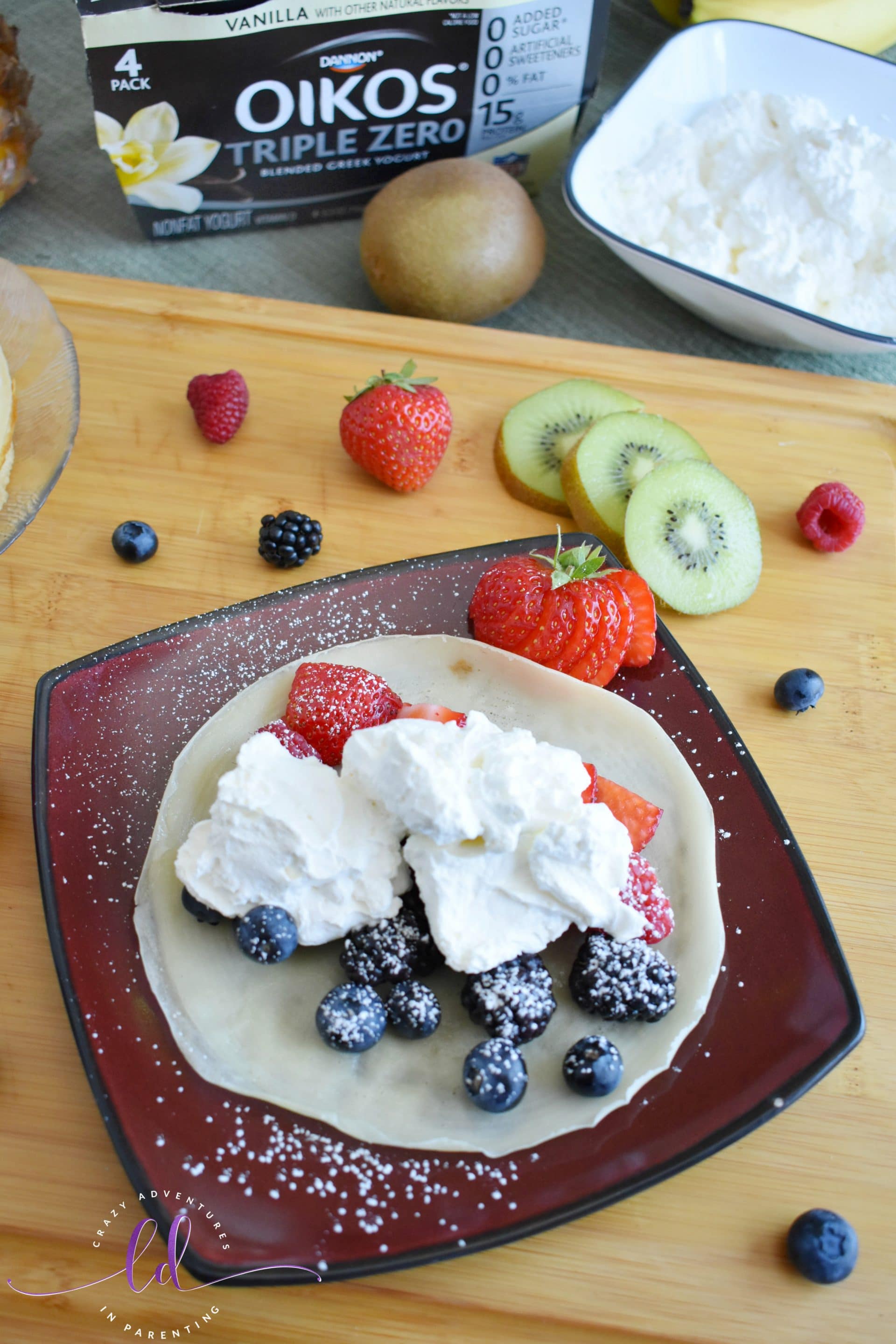 Yogurt Whipped Cream Crepes with Oikos Triple Zero