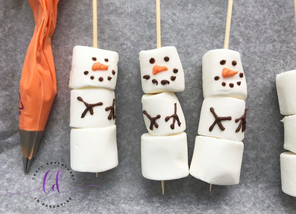 Marshmallow Snowman Stirrers Crazy Adventures in Parenting