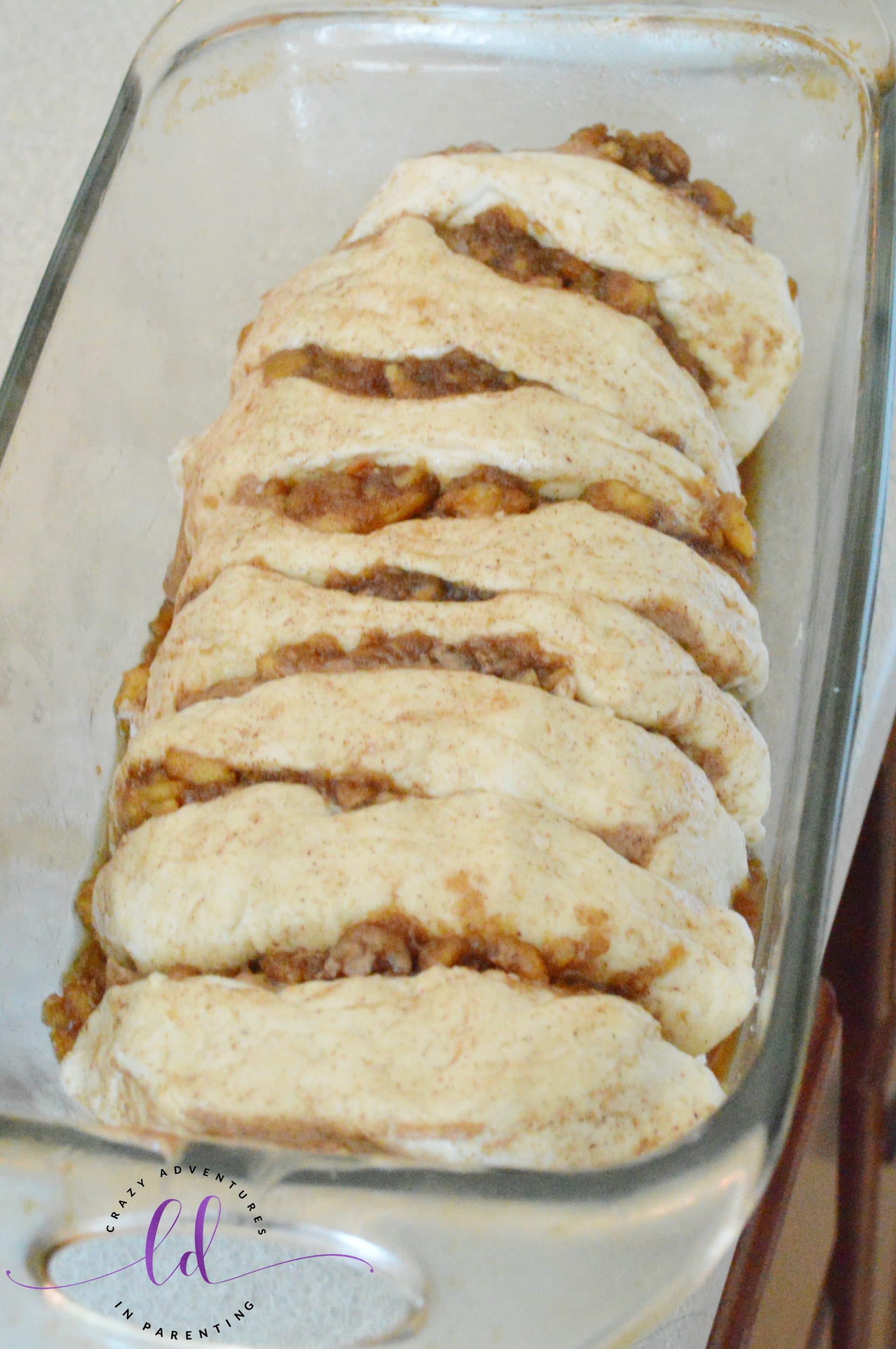 Apple Fritter Pull Apart Bread ready to bake