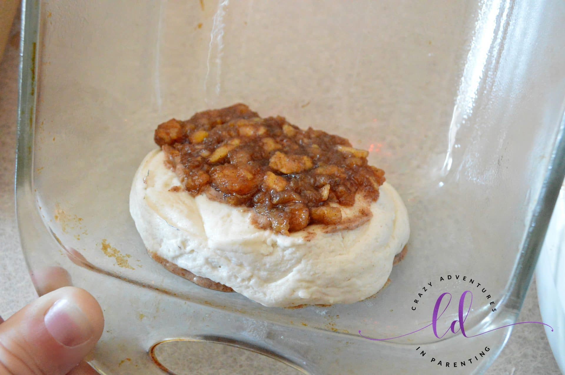 Assembling the Apple Fritter Pull Apart Bread