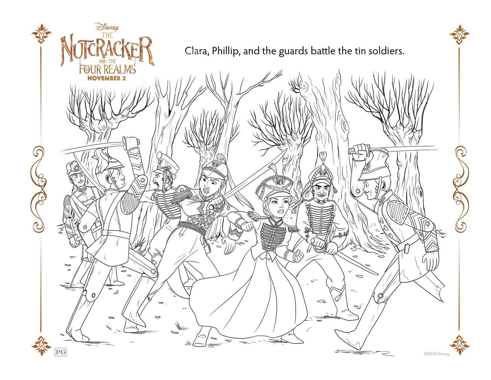 Battle the tin soldiers - The Nutcracker and The Four Realms Coloring Pages and Activity Sheets