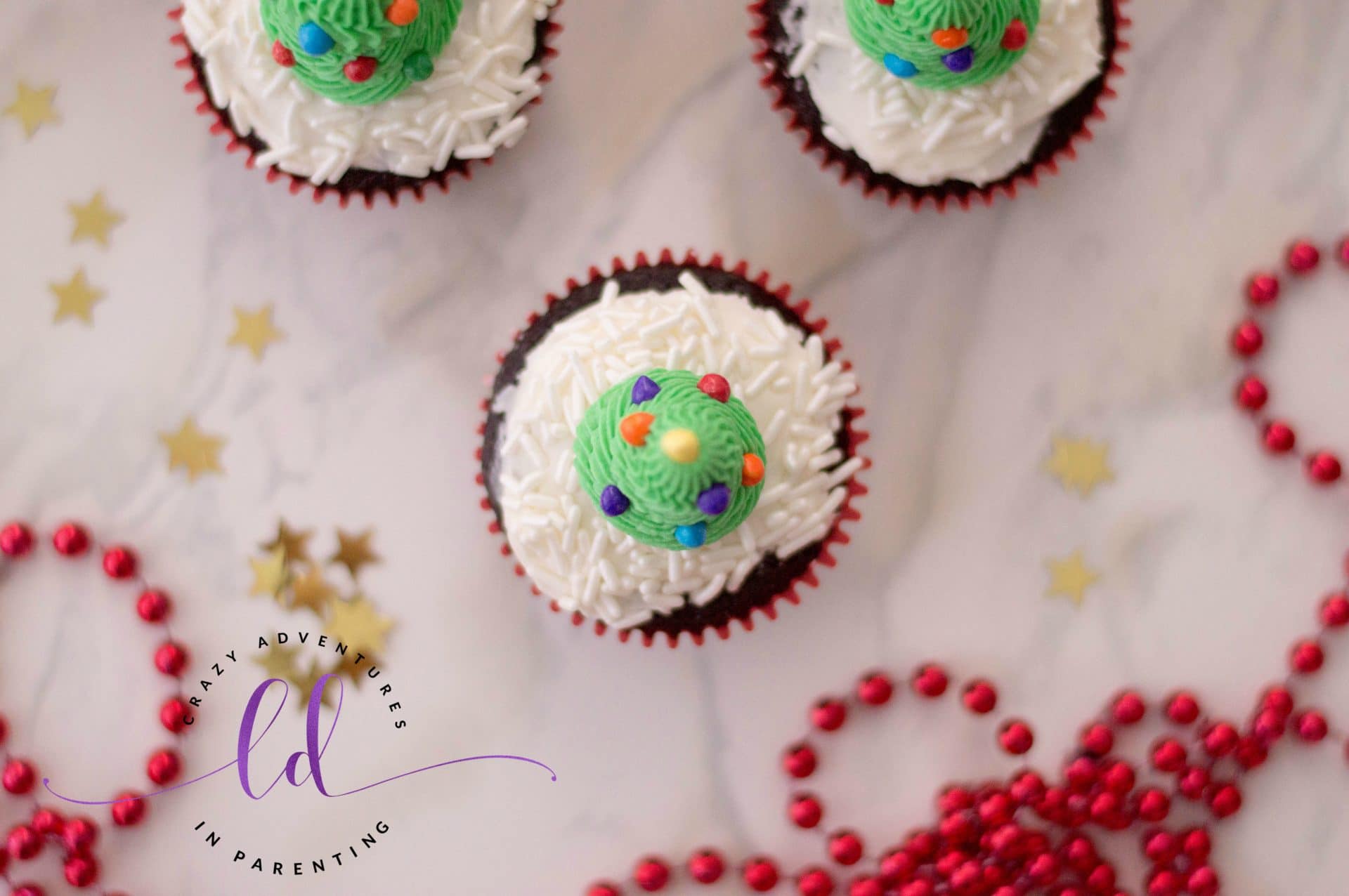 Christmas Tree Cupcakes with Homemade Buttercream Frosting