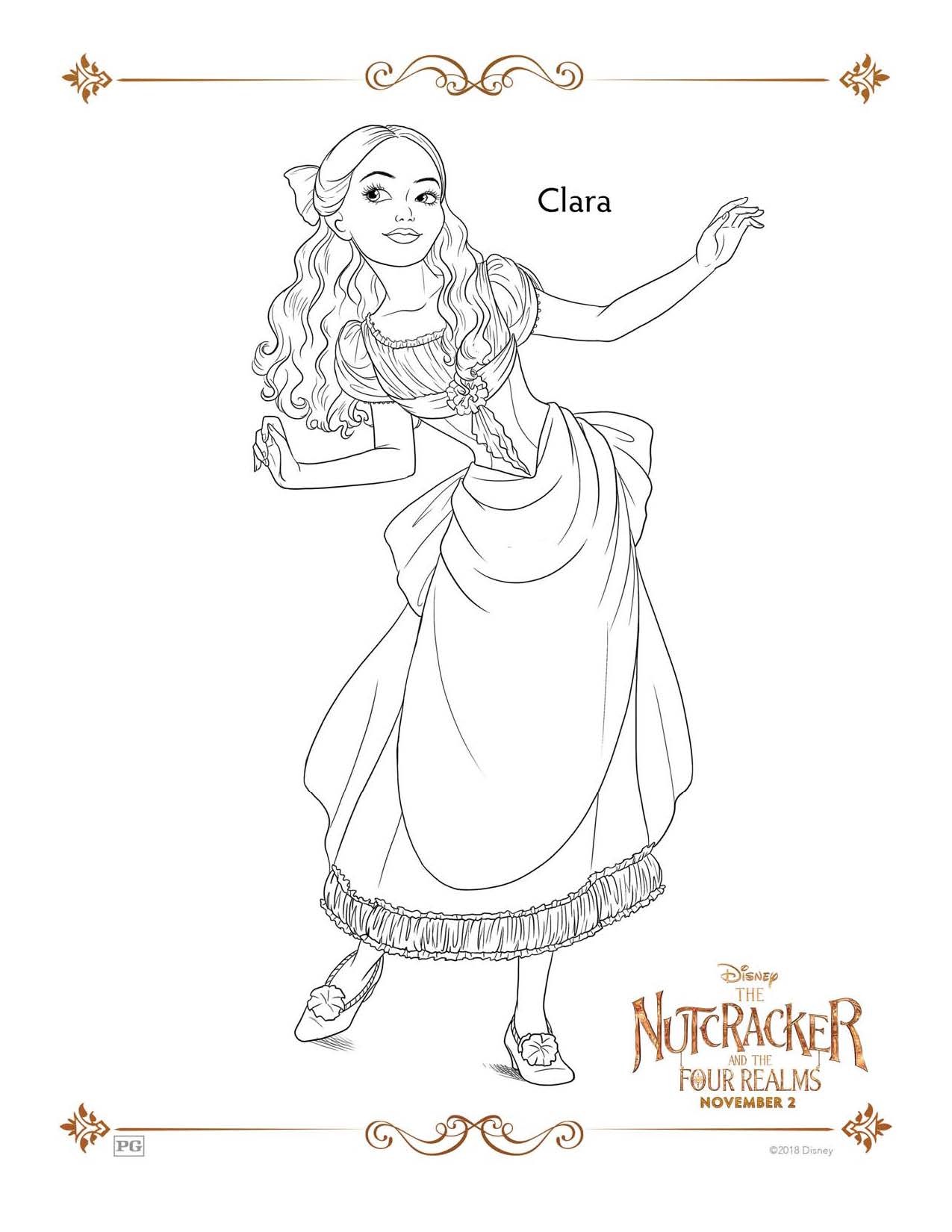 Clara - The Nutcracker and The Four Realms Coloring Pages and Activity Sheets