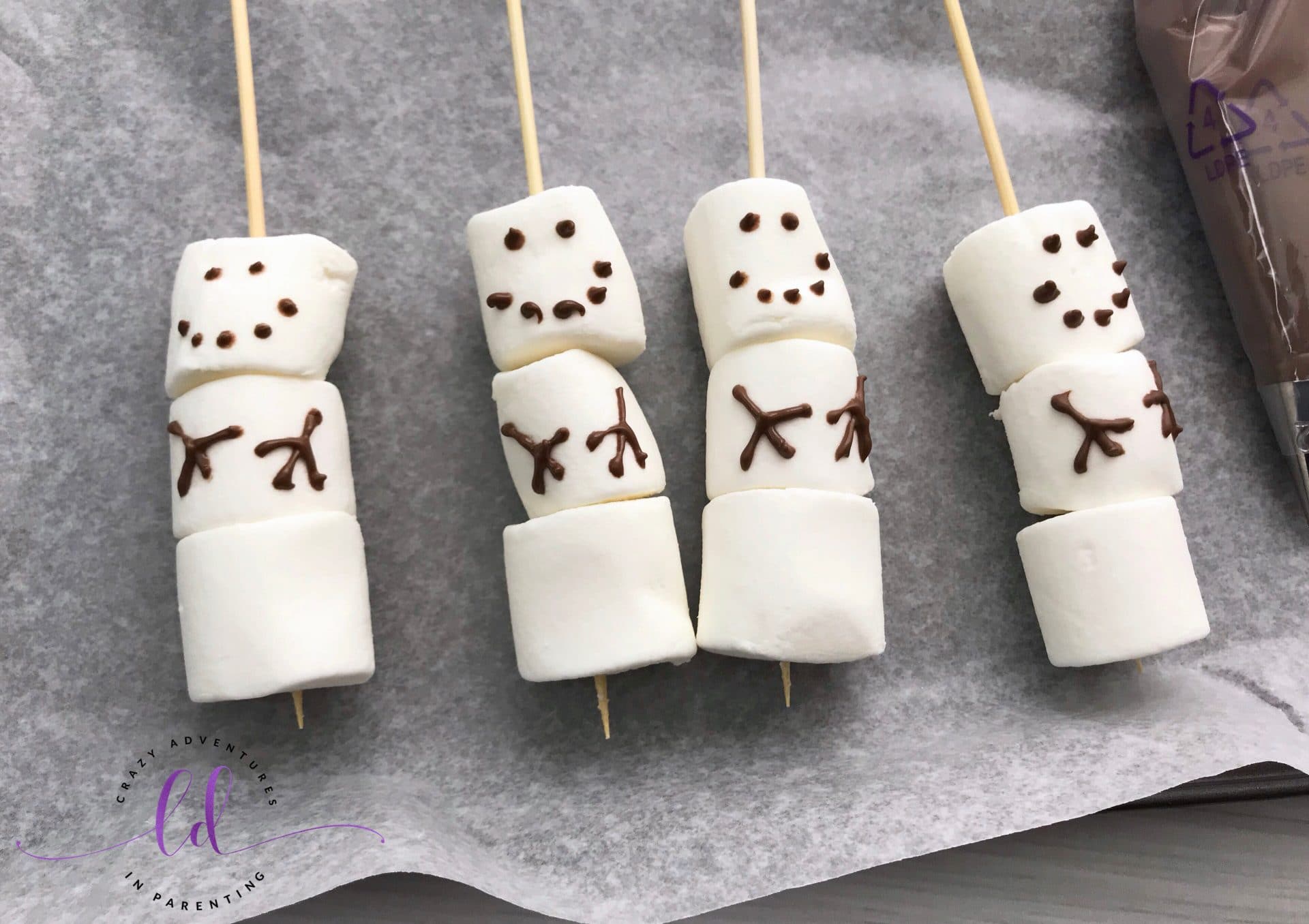 Decorating Marshmallow Snowman Stirrers