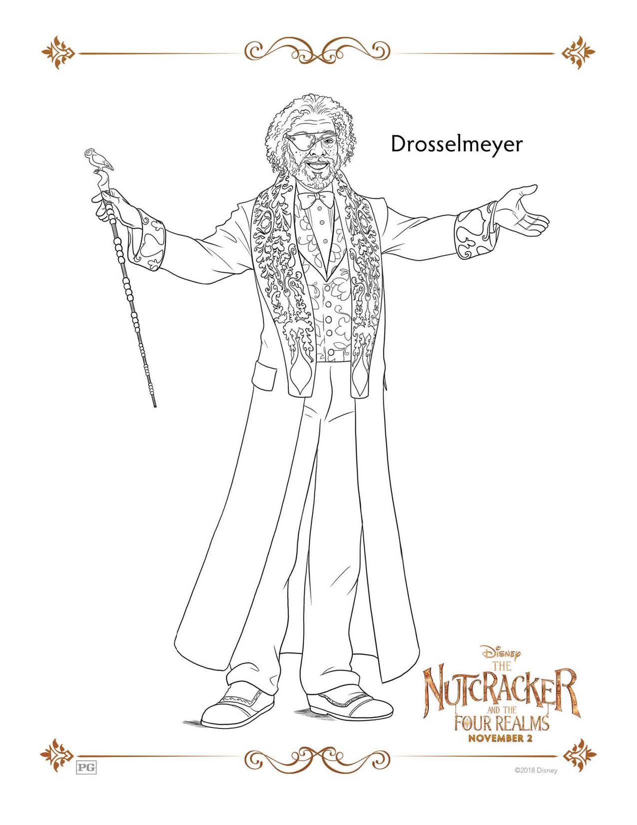 Drosselmeyer - The Nutcracker and The Four Realms Coloring Pages and Activity Sheets