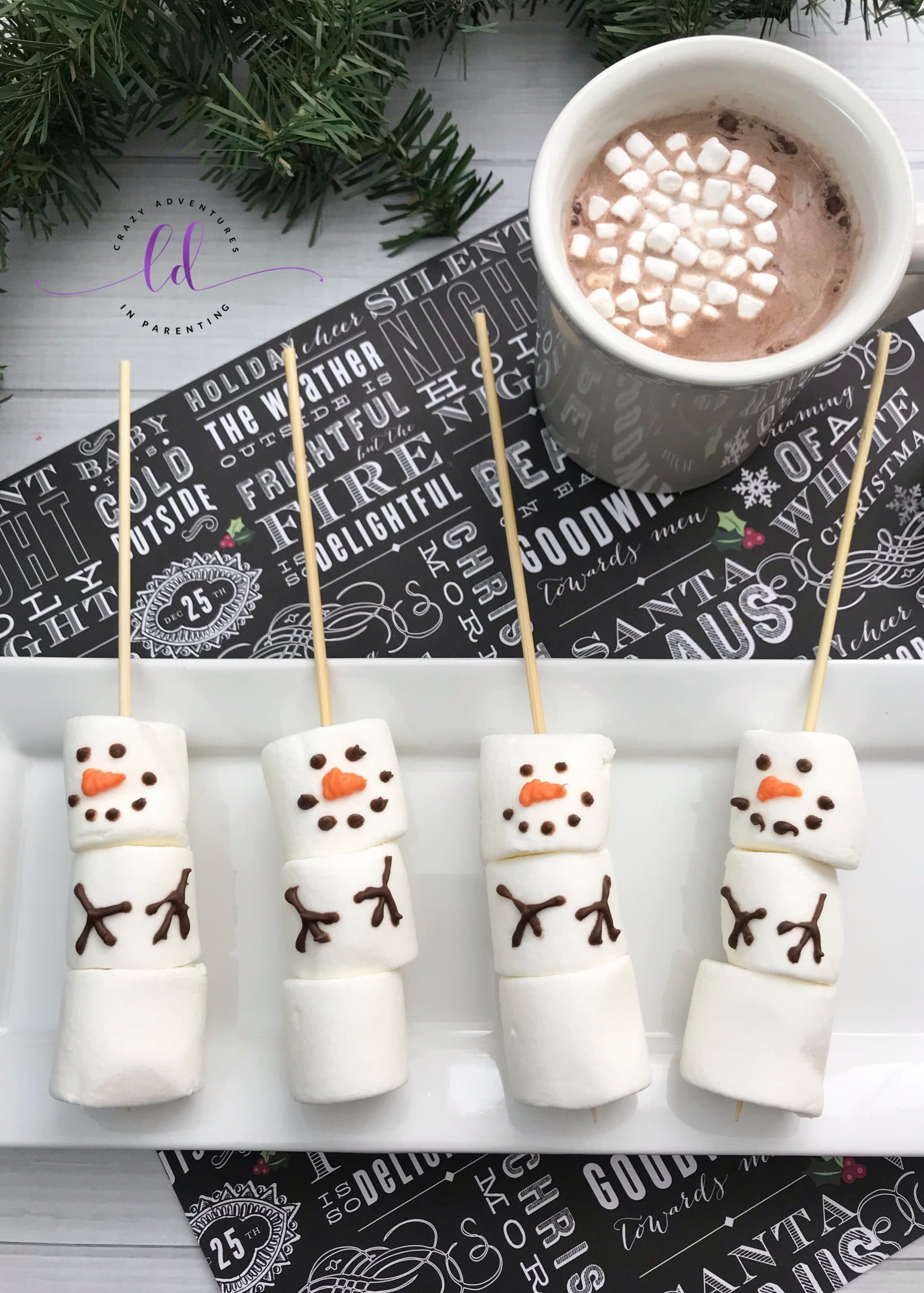 Easy Marshmallow Snowman Stirrers