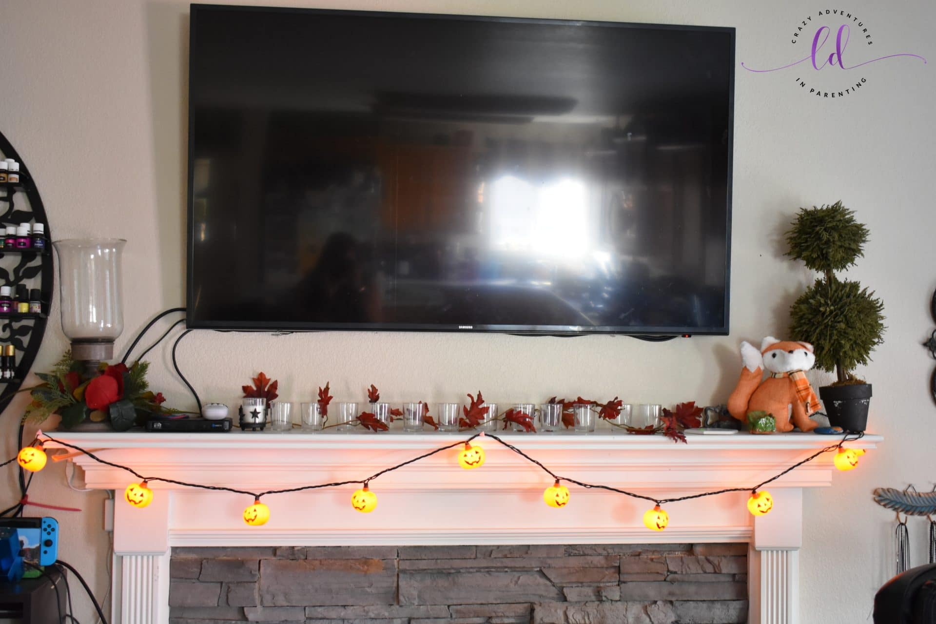 Fireplace Mantle Halloween and Fall Decor