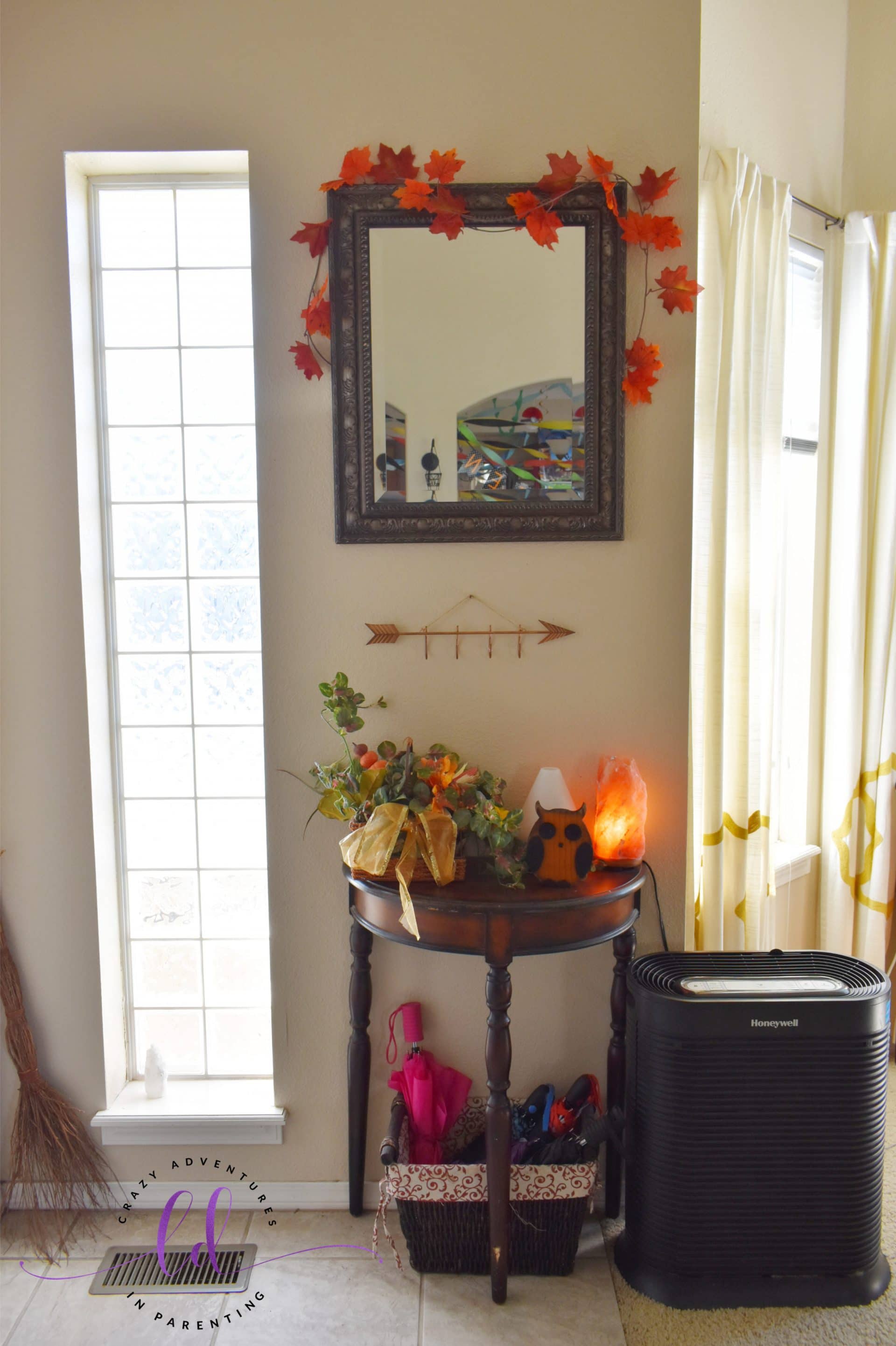 Front Door Side Table Halloween and Fall Decor