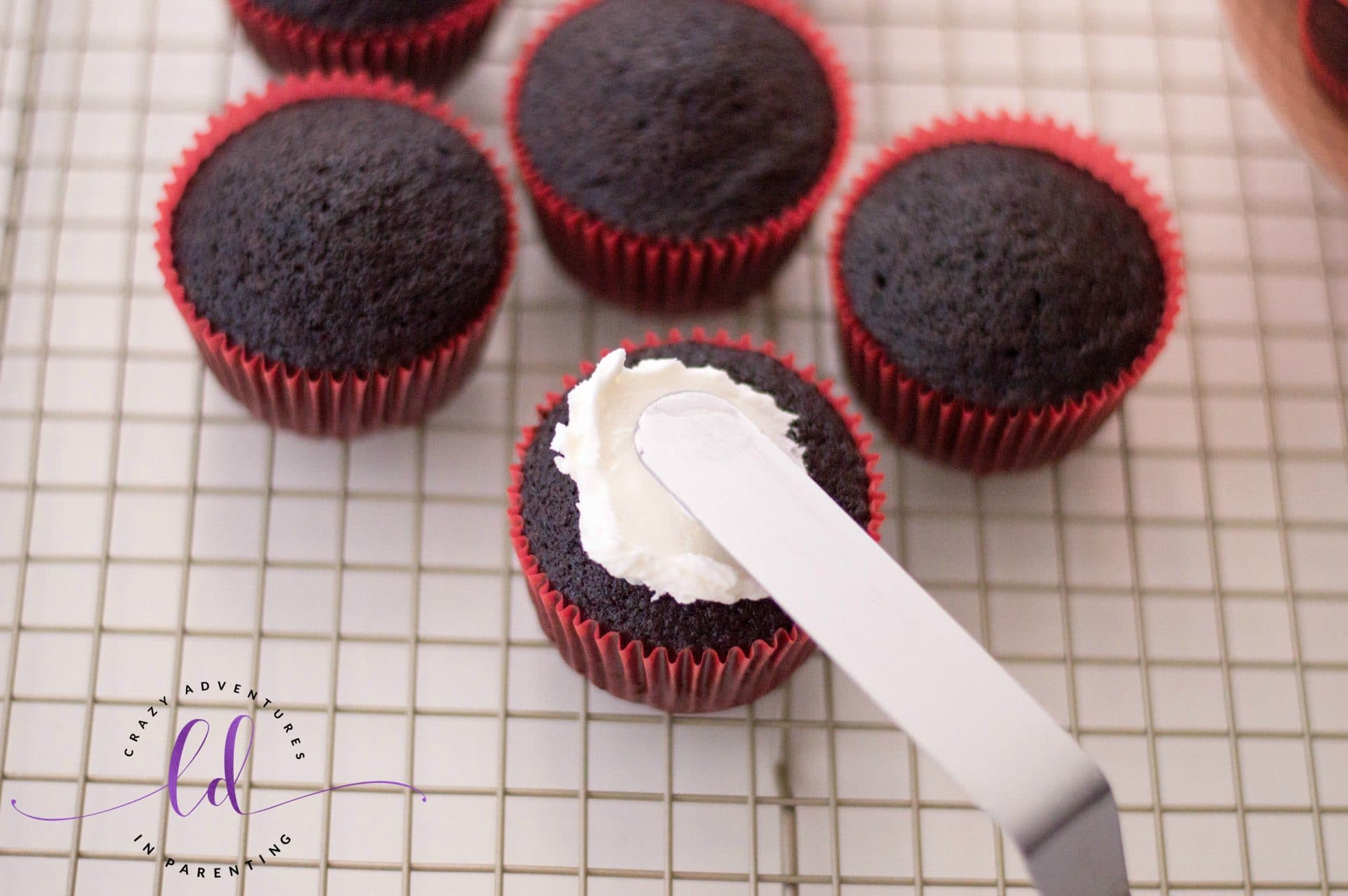 Frosting the Christmas Tree Cupcakes with Buttercream