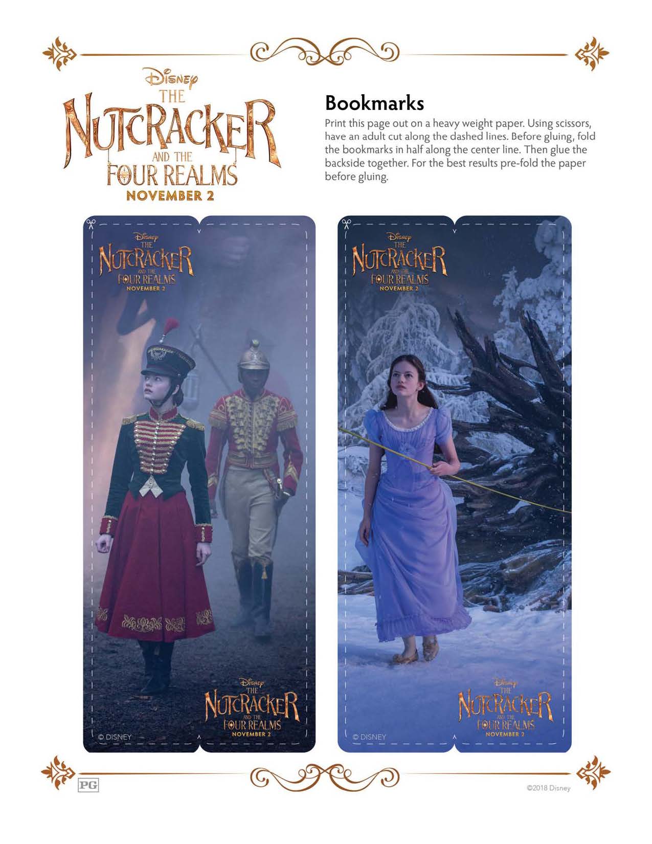 Make Bookmarks - The Nutcracker and The Four Realms Coloring Pages and Activity Sheets