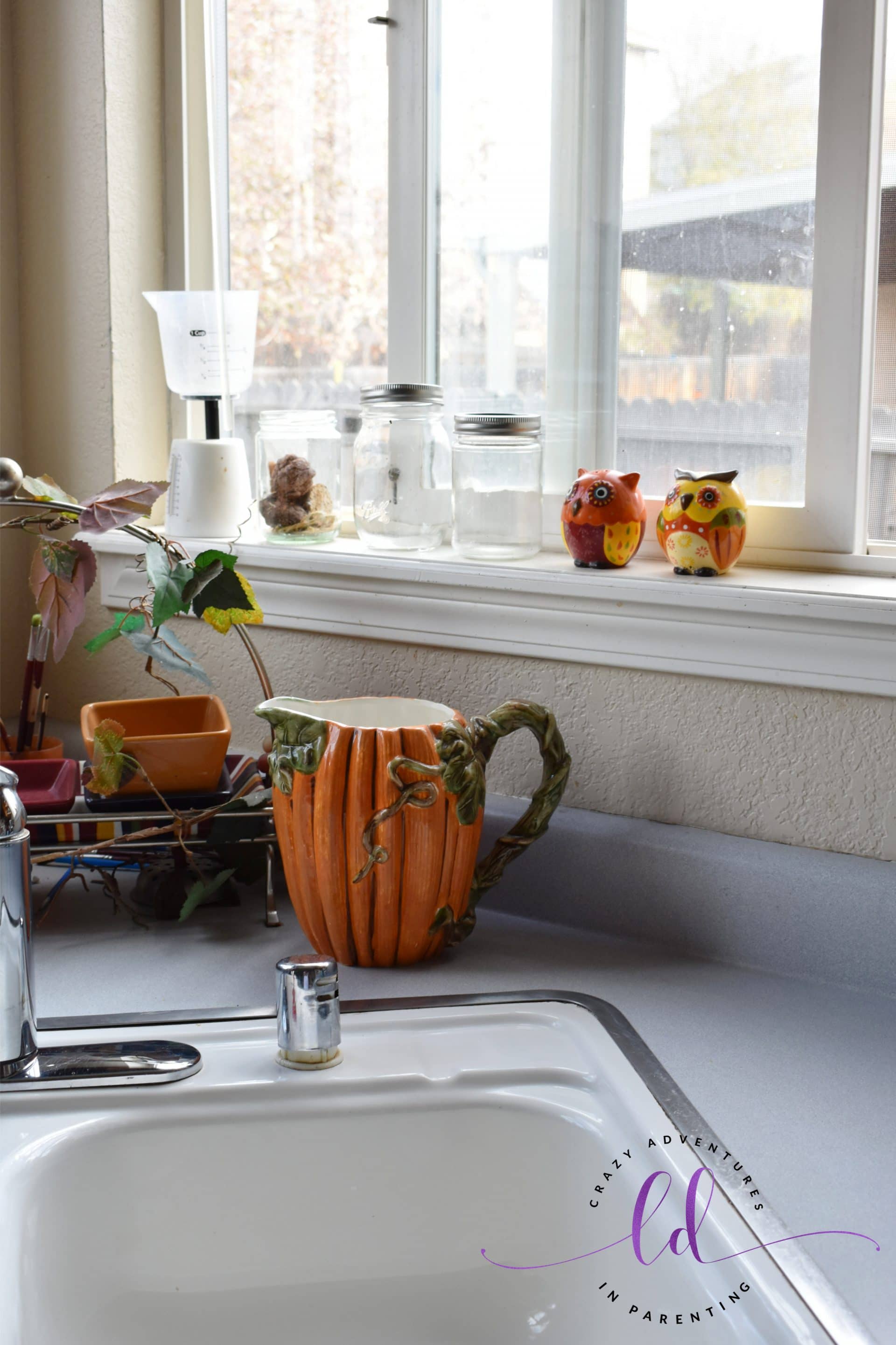 Pitcher by the Sink for Halloween and Fall Decor