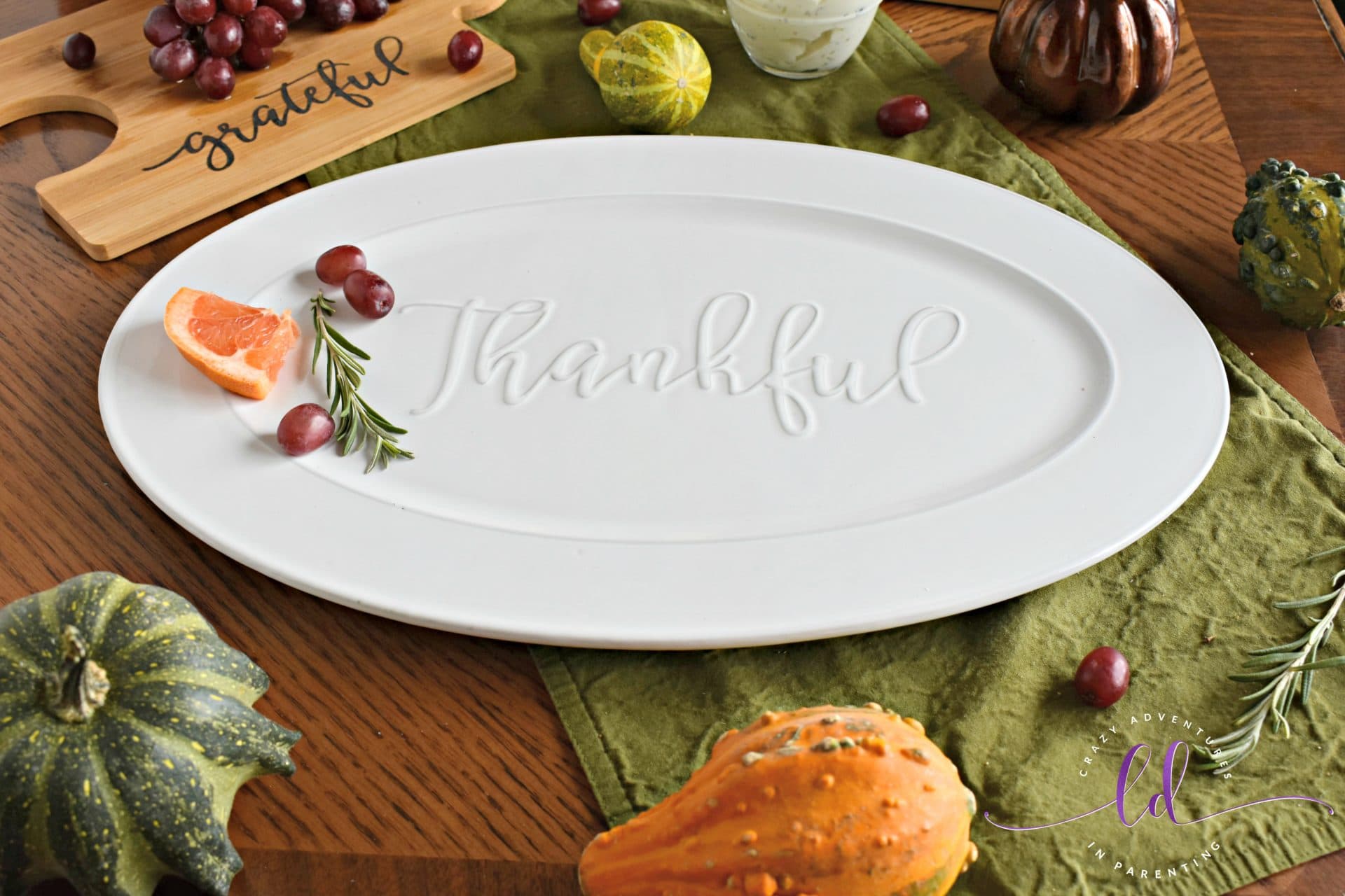 Precious Moments Bountiful Blessings Thankful Ceramic Serving Platter