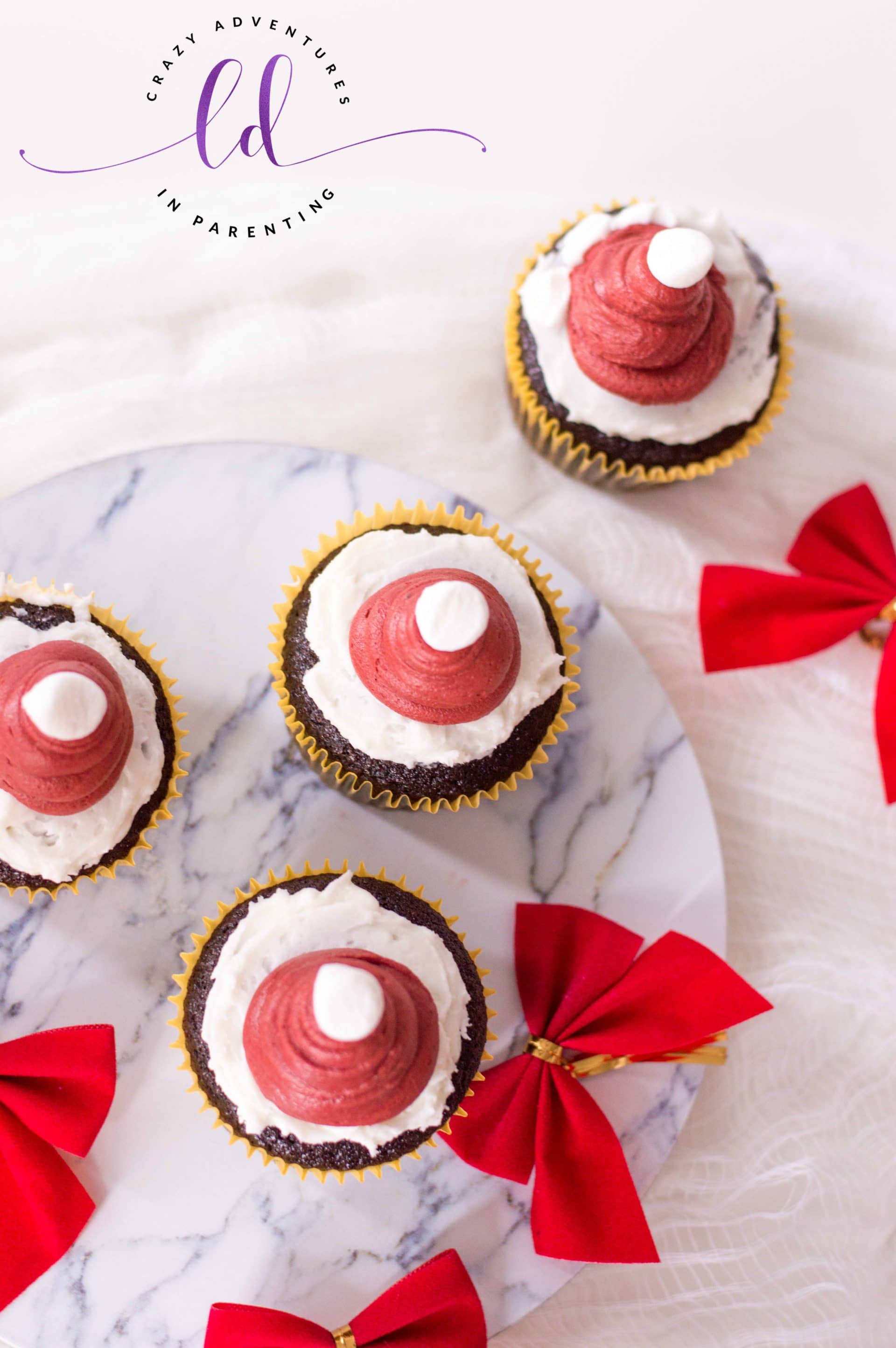 Santa Hat Cupcakes with Homemade Icing