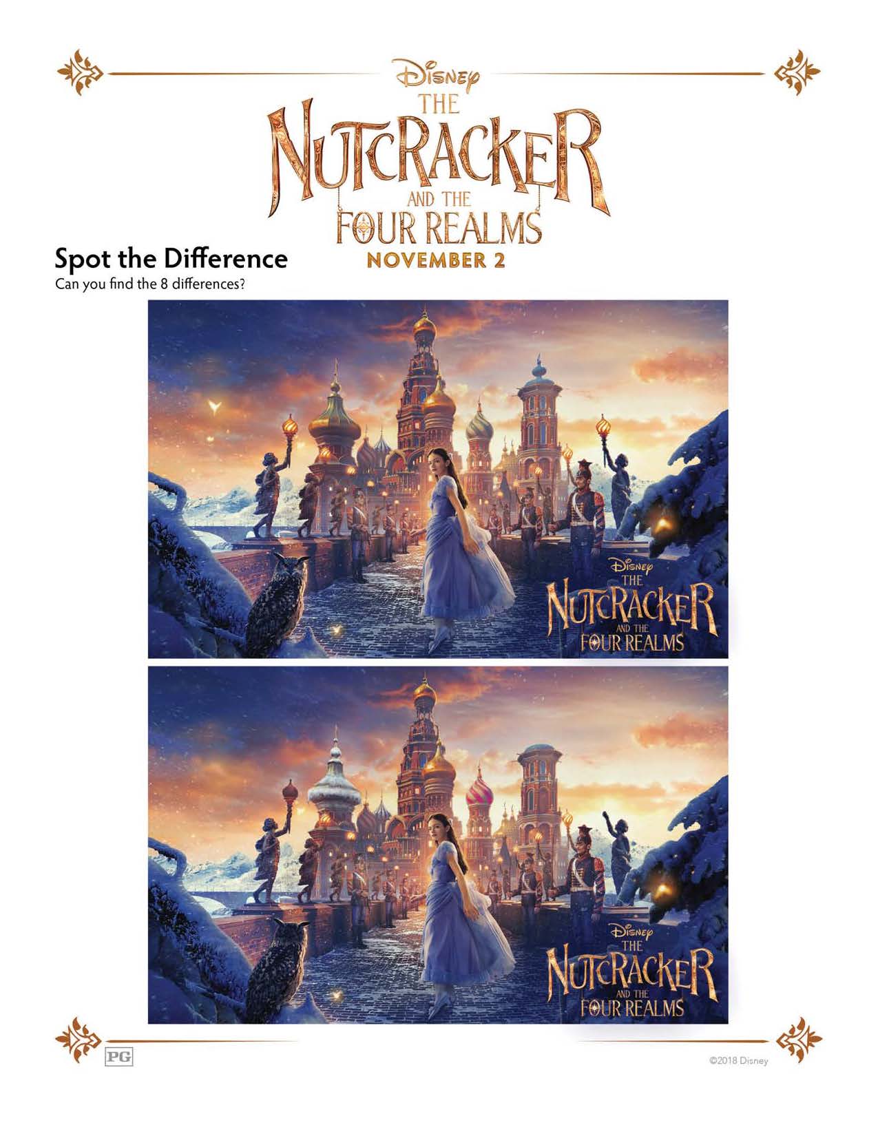 Spot the Difference - The Nutcracker and The Four Realms Coloring Pages and Activity Sheets