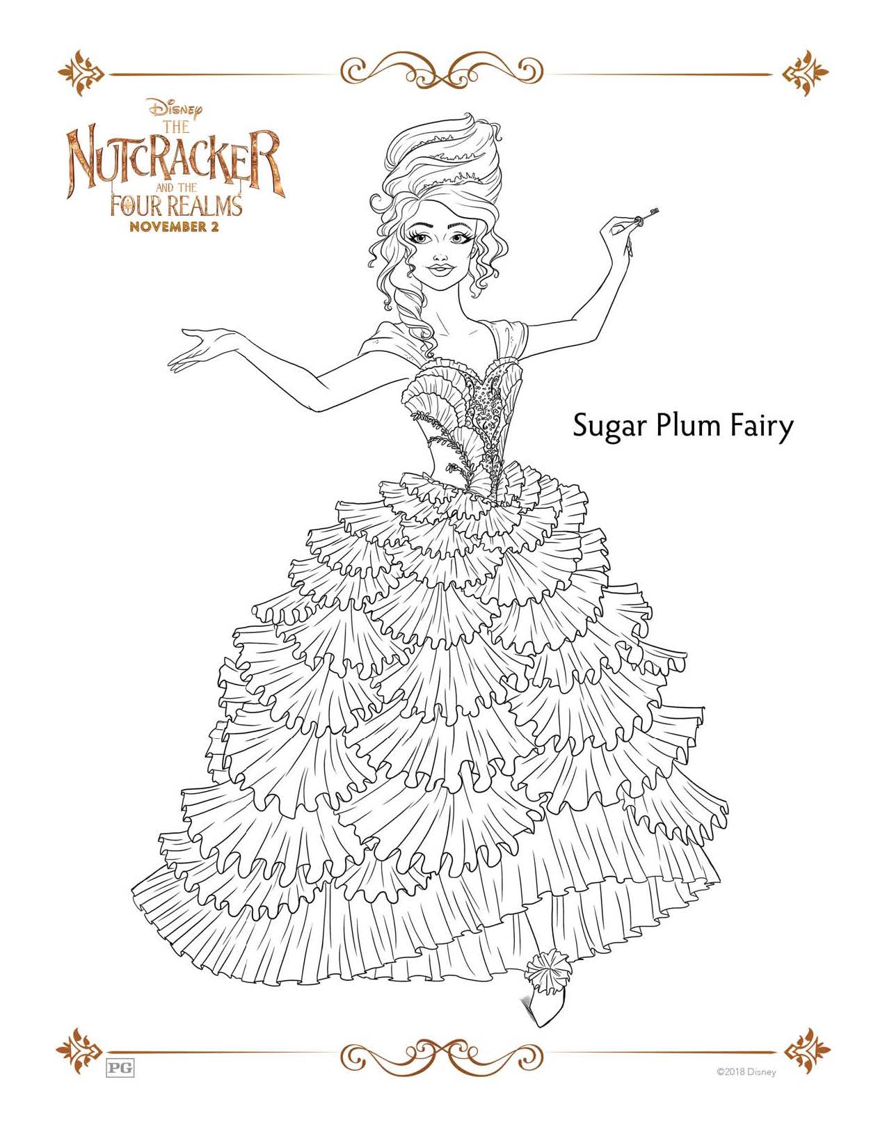 Sugar Plum Fairy - The Nutcracker and The Four Realms Coloring Pages and Activity Sheets
