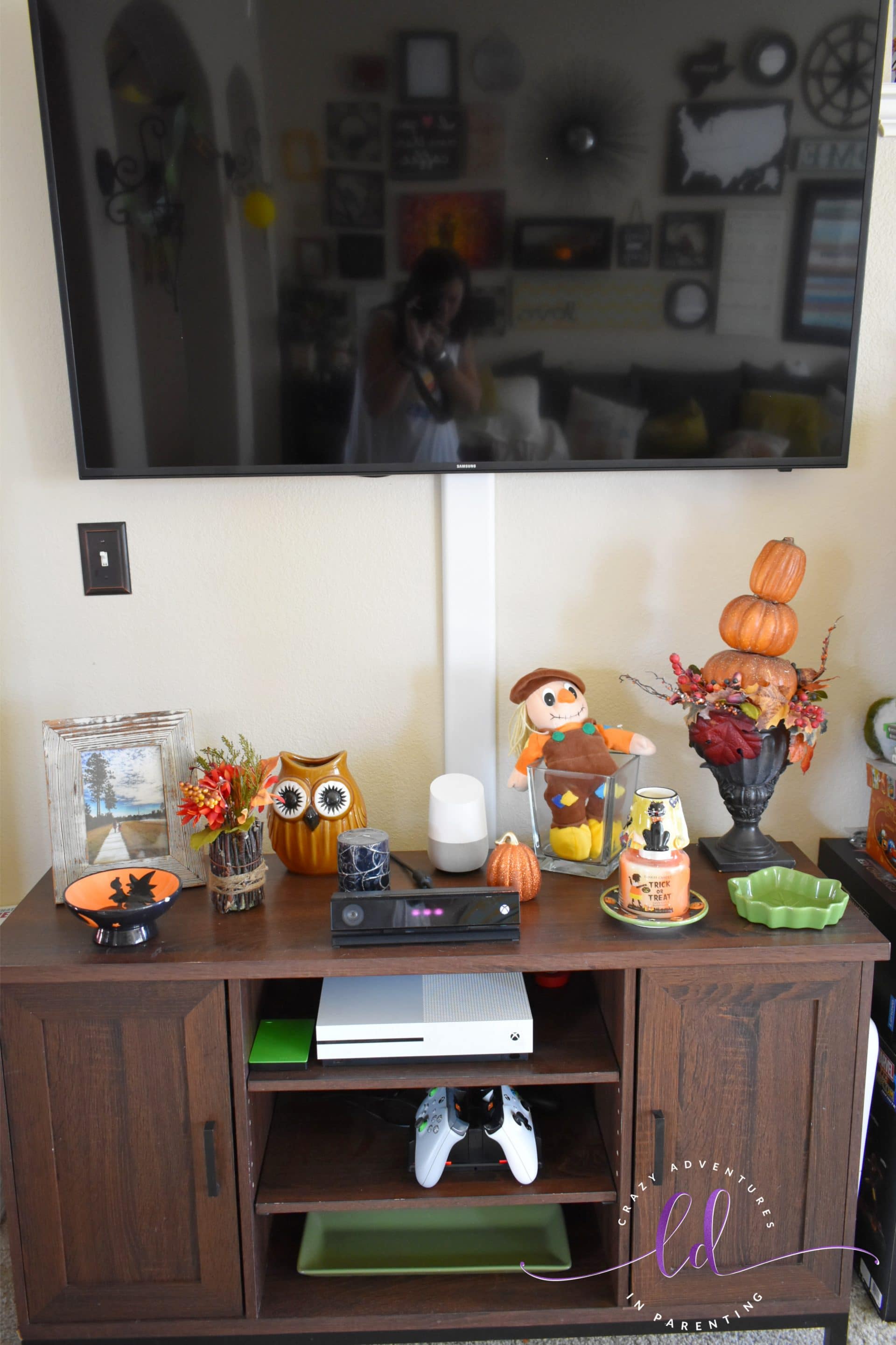 TV Cabinet Halloween and Fall Decor