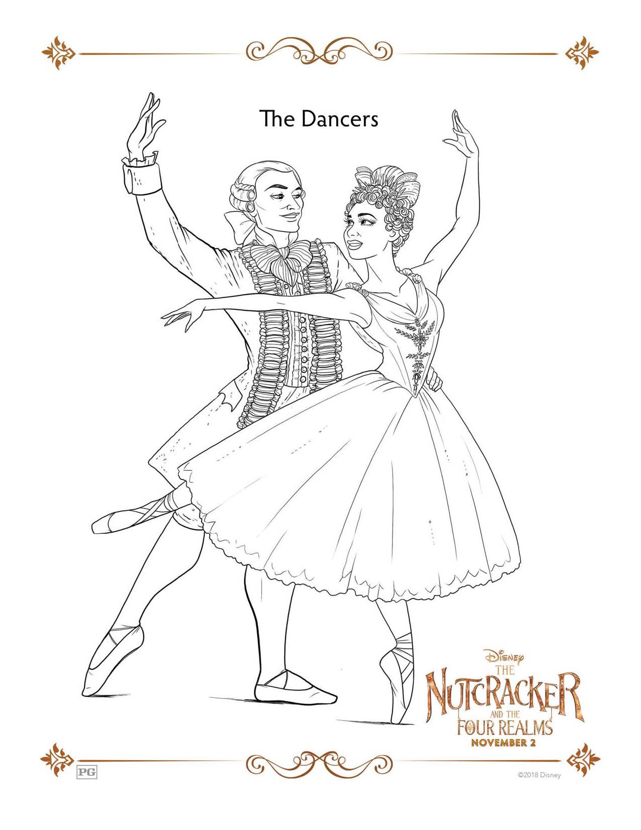 The Dancers - The Nutcracker and The Four Realms Coloring Pages and Activity Sheets