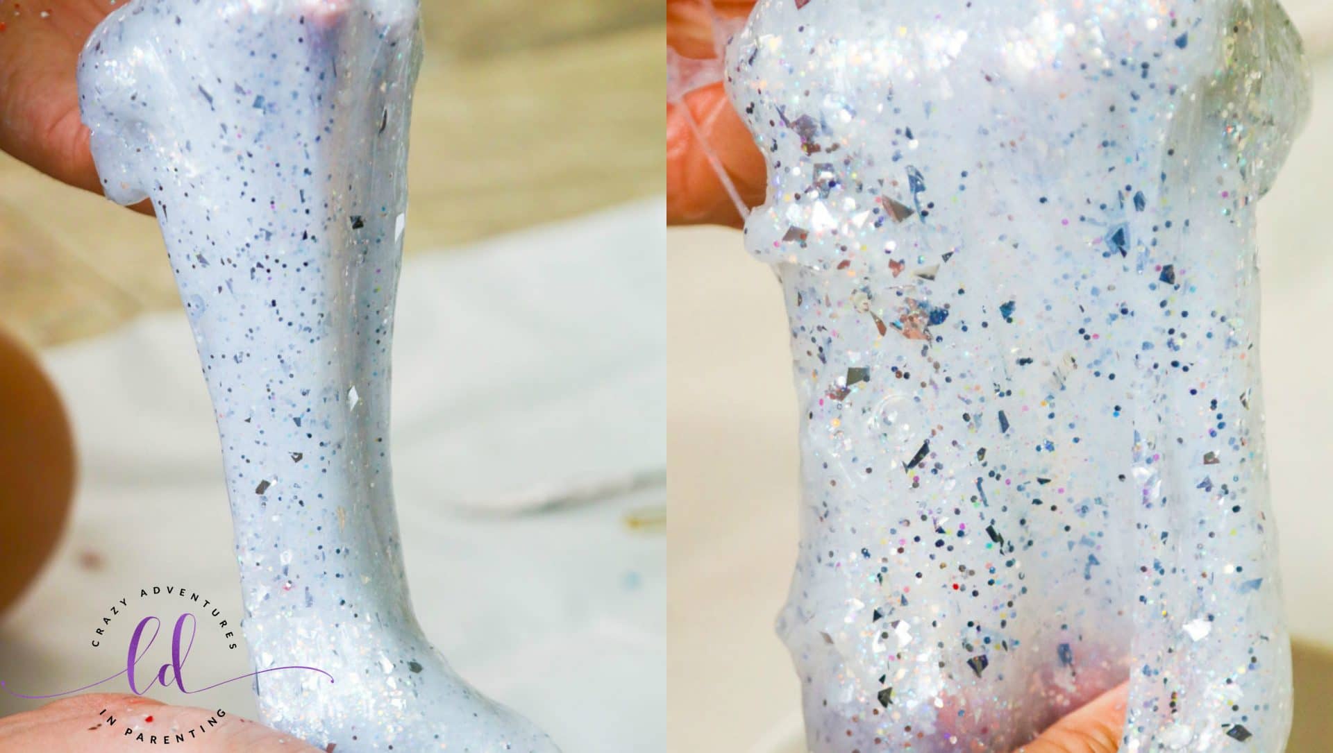 Winter Themed Frozen Slime Recipe with Glitter