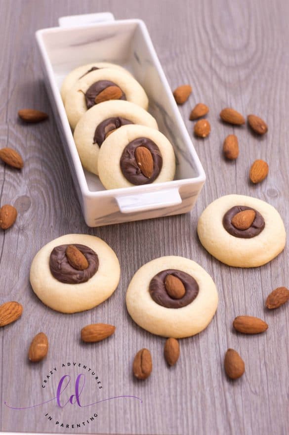 Chocolate Almond Thumbprint Cookies | Crazy Adventures in Parenting
