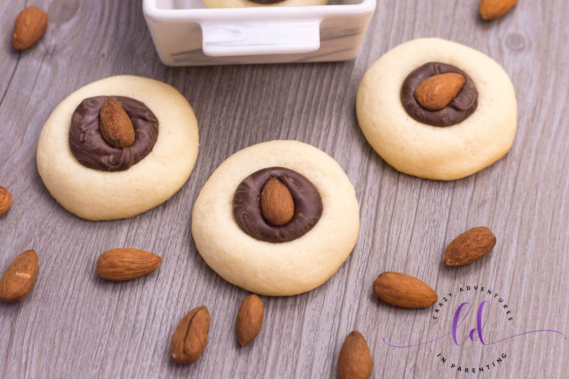 Chocolate Almond Thumbprint Cookies