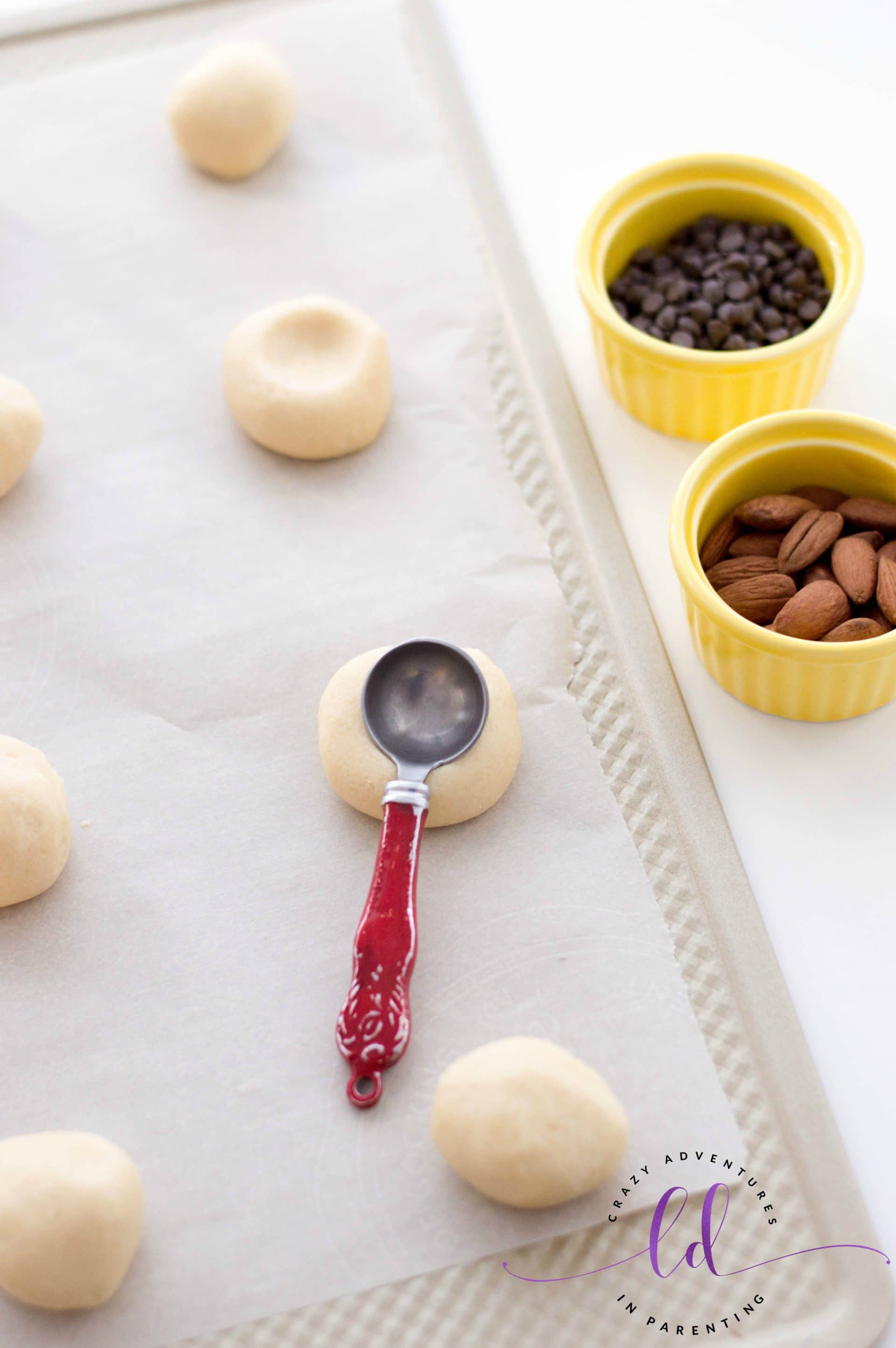 Create Indent for Chocolate Almond Thumbprint Cookies