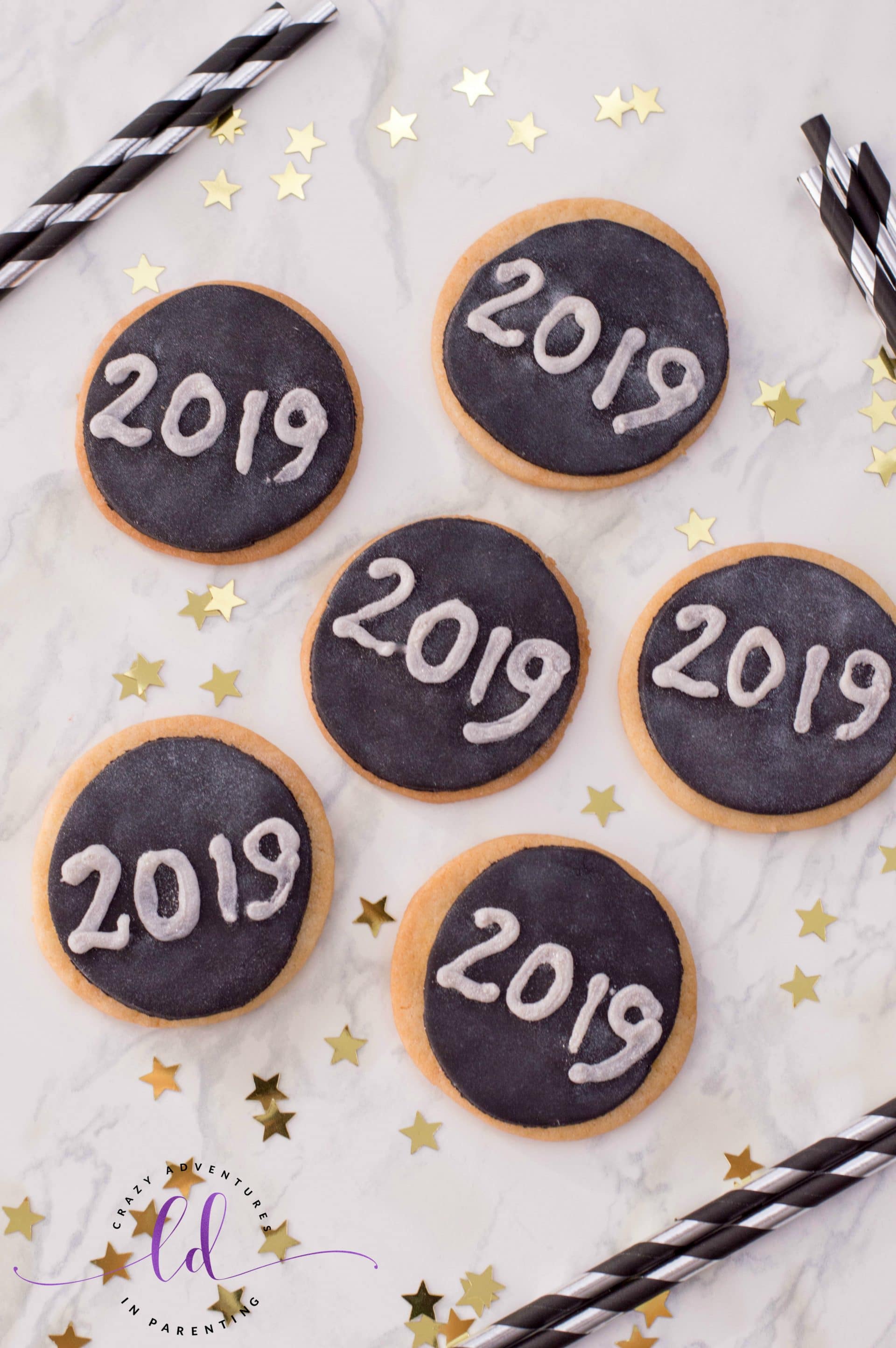 Decorated Glitter New Years Cookies