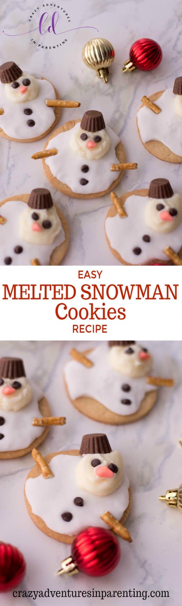 Easy Melted Snowman Cookies | Crazy Adventures in Parenting