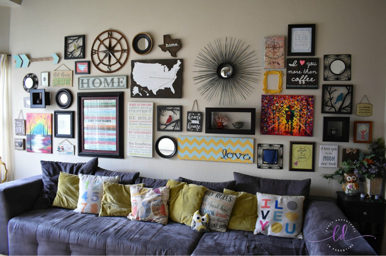 Our Living Room Gallery Wall | Crazy Adventures in Parenting