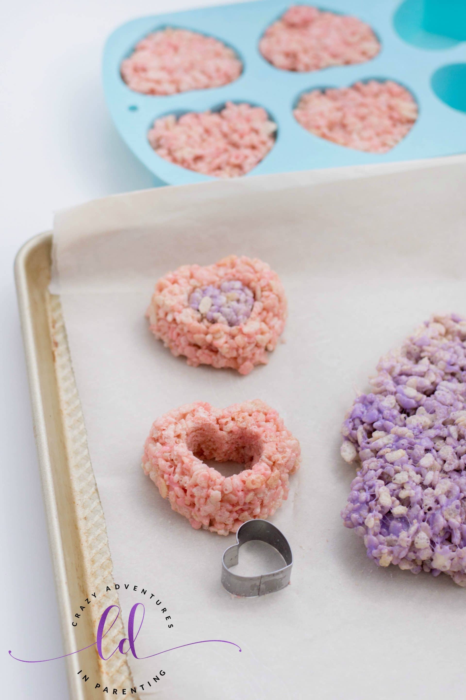 Cut Out Hearts for Valentine's Rice Krispies Treats