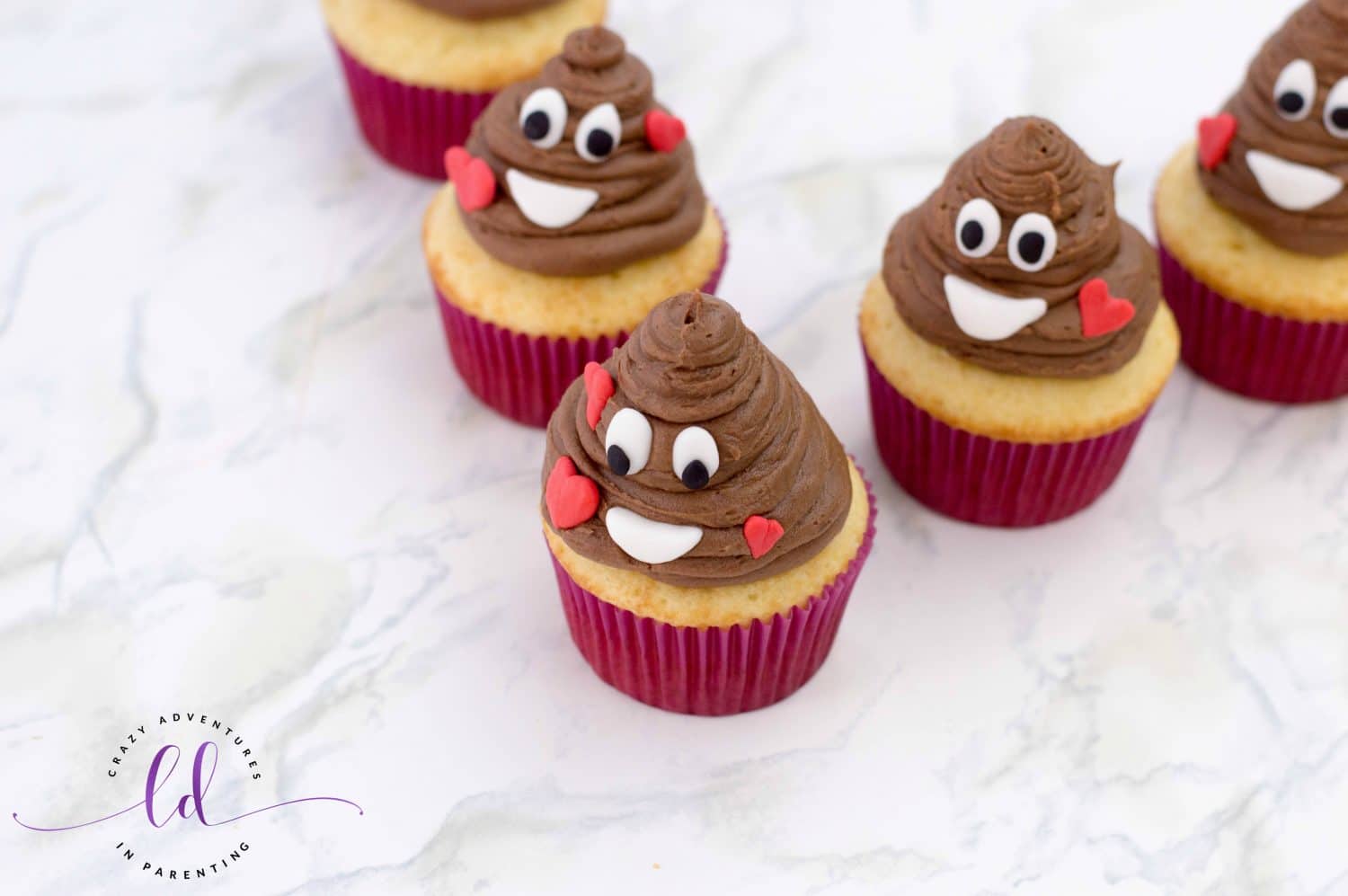 Poop Emoji Cupcakes with Nutella Filling | Crazy Adventures in Parenting